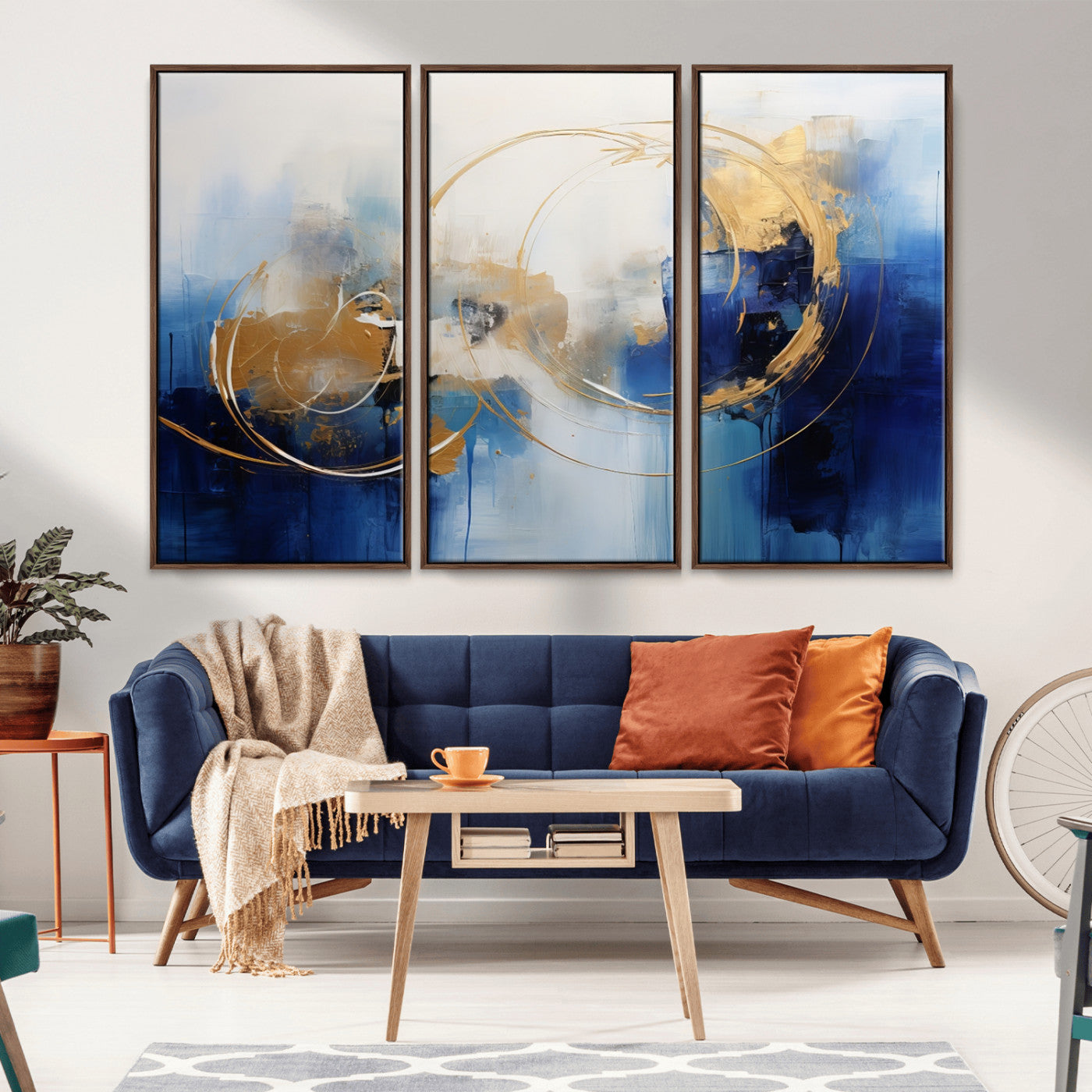 52314-MGV-CV-36X24-Navy Blue Abstract Wall Art Canvas Print