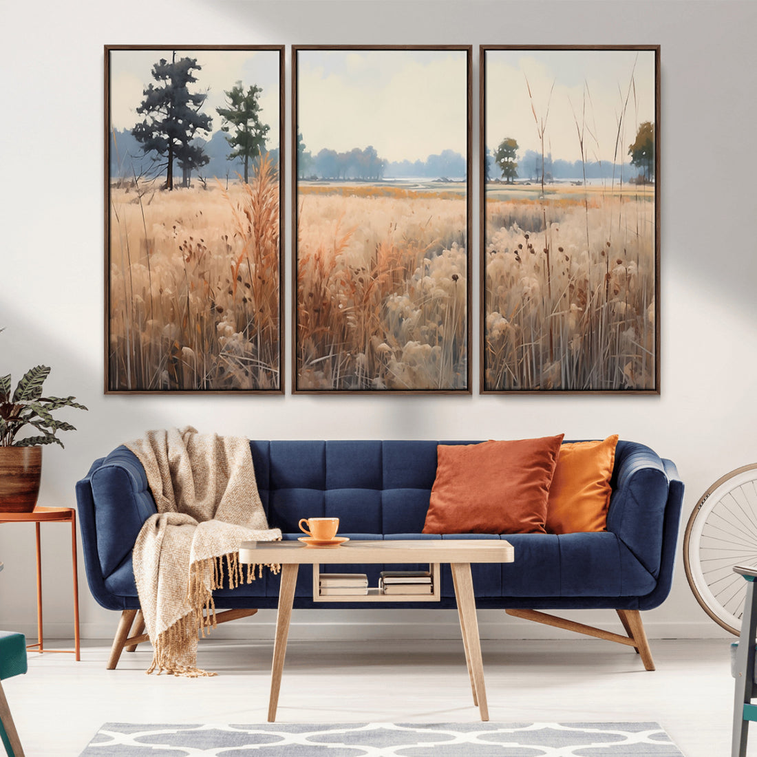 Golden Fields Canvas Wall Art Print | Serene Minimalist Landscape for Modern Decor