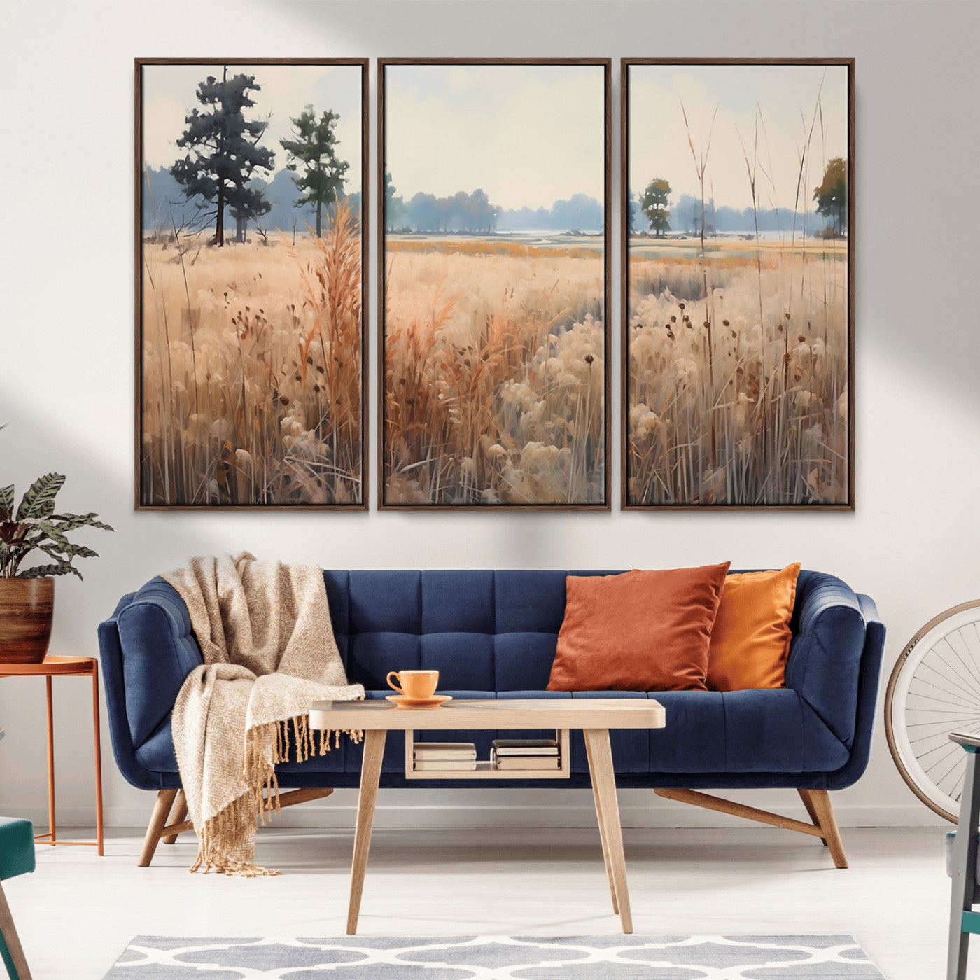 98822-MGV-CV-36X24-Golden Fields Canvas Wall Art Print – Serene Landscape of Nature’s Tranquility in Minimalist Modern