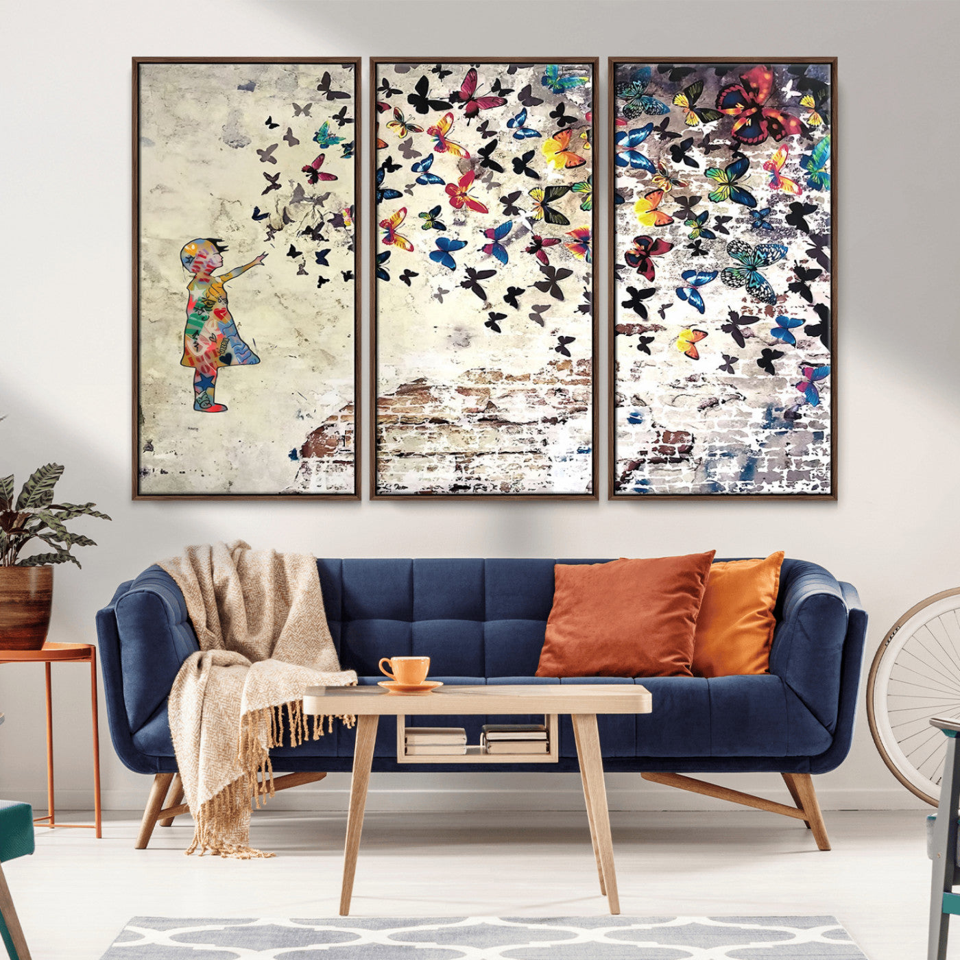 -Banksy Wall Art - Banksy Girl Butterfly Graffiti Wall Art Canvas Print - Butterfly Girl and Freedom