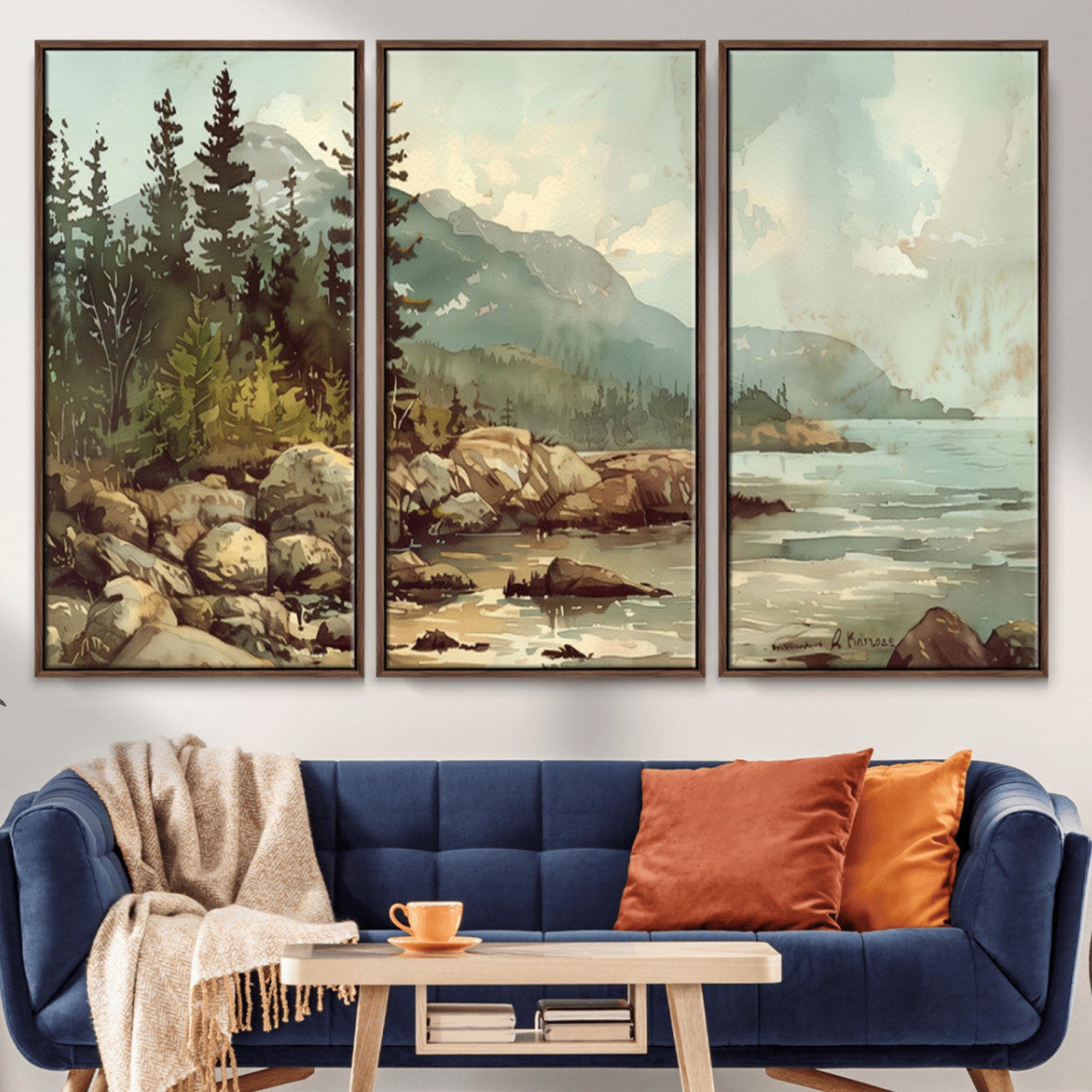 24809-MGV-CV-36X24-Abstract Acadia National Park Wall Art Canvas Print - Stunning 3-Panel Wall Art Canvas Print,