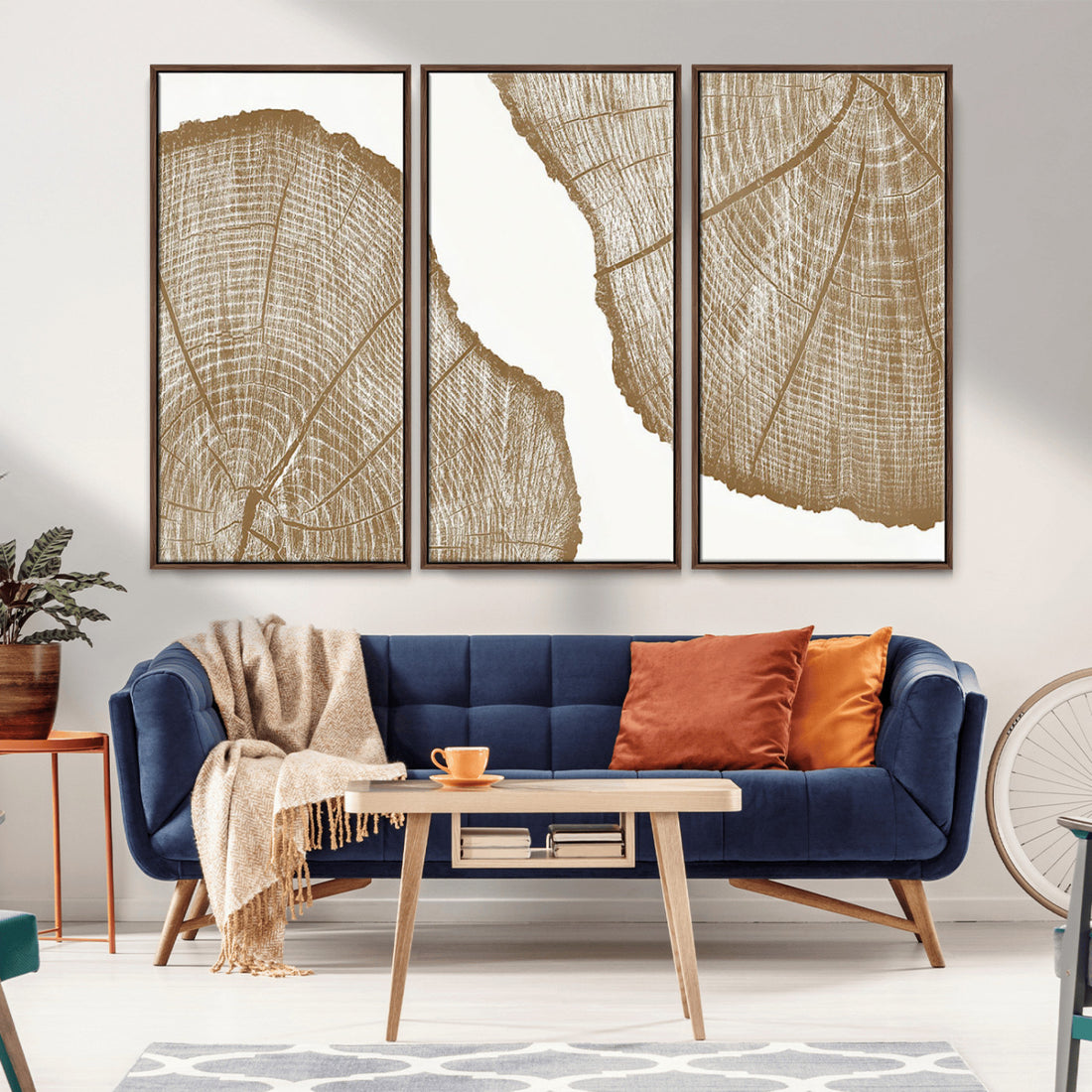 Rustic Brown Tree Ring Wall Art Canvas Print