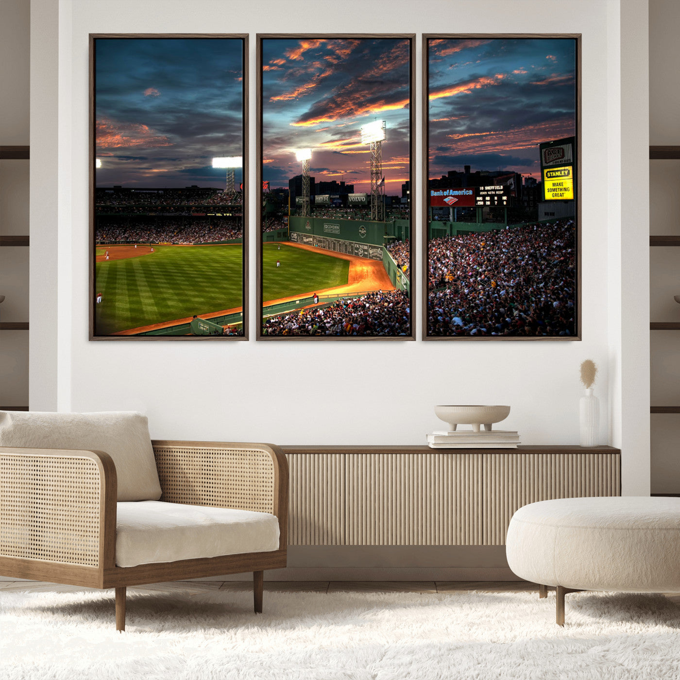 66781-MGV-FC-60X40-3P_Walnut-Fenway Park Wall Art Canvas Print | Large Baseball Stadium Canvas Print for Boston Red Sox Fans |