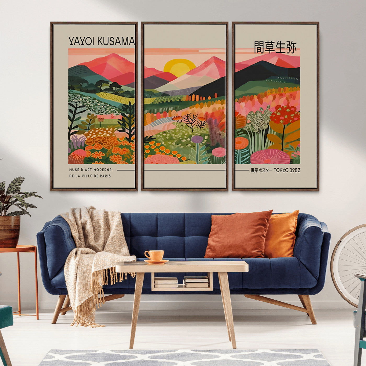 23753-MGV-CV-36X24-Yayoi Kusama 1986 Wall Art Print - Wabi Sabi Japanese Wall Art Print - Vibrant Abstract Landscape