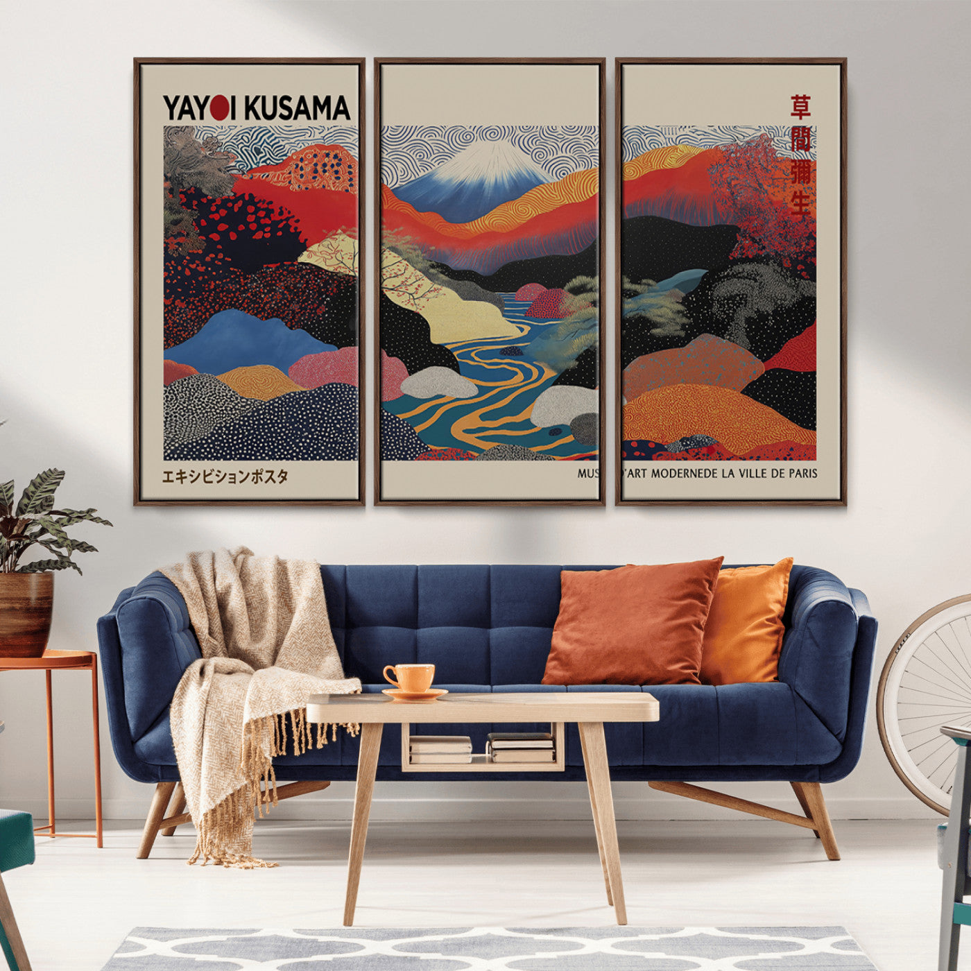 -Yayoi Kusama Wall Art – Framed Japanese Abstract Art Print, Modern Wabi Sabi Inspired Canvas for Living Room, Office, or Gallery Decor