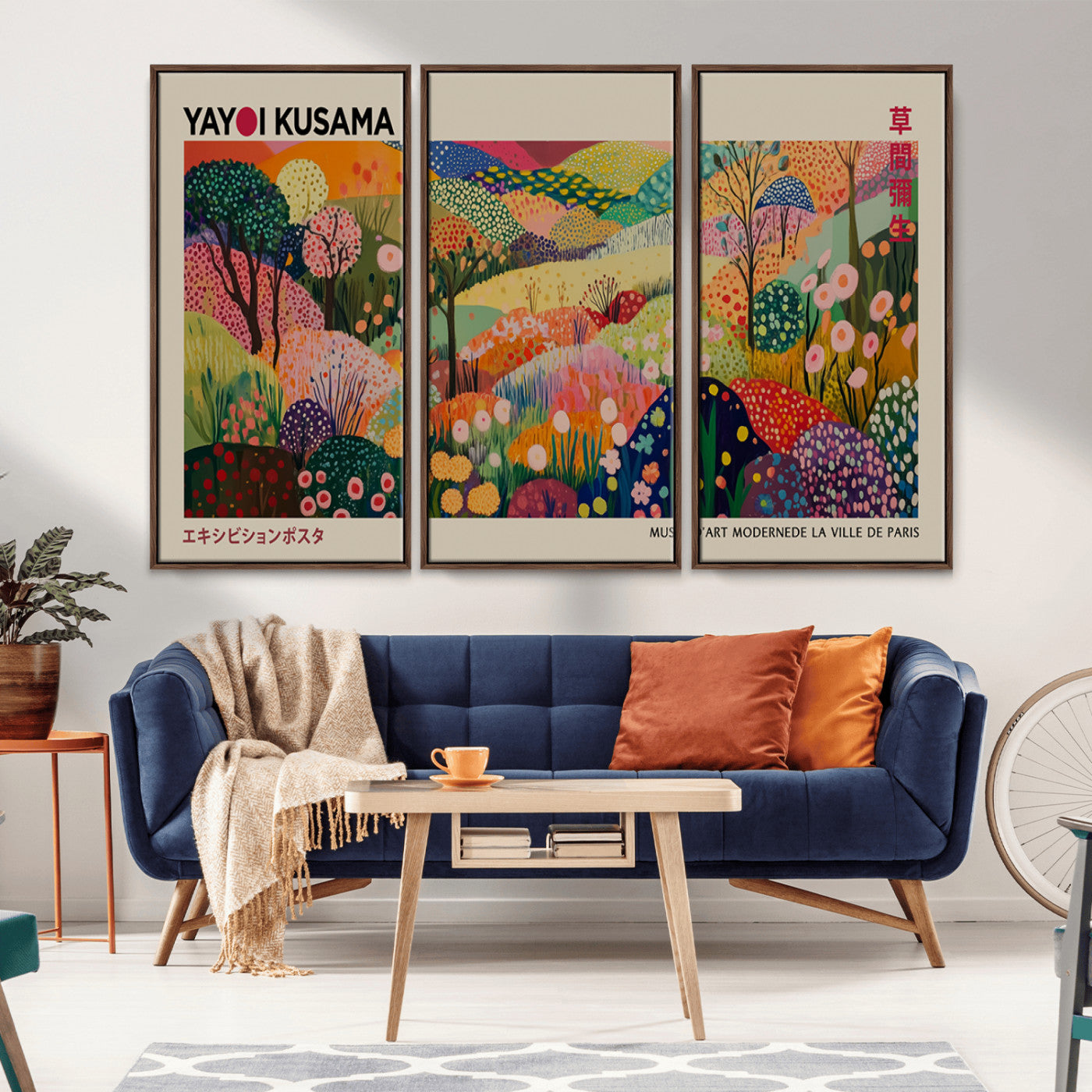 98921-MGV-CV-36X24-Framed Yayoi Kusama 1986 Wall Art Print – Japanese Wall Art Print, Wabi Sabi Yayoi Kusama Print -