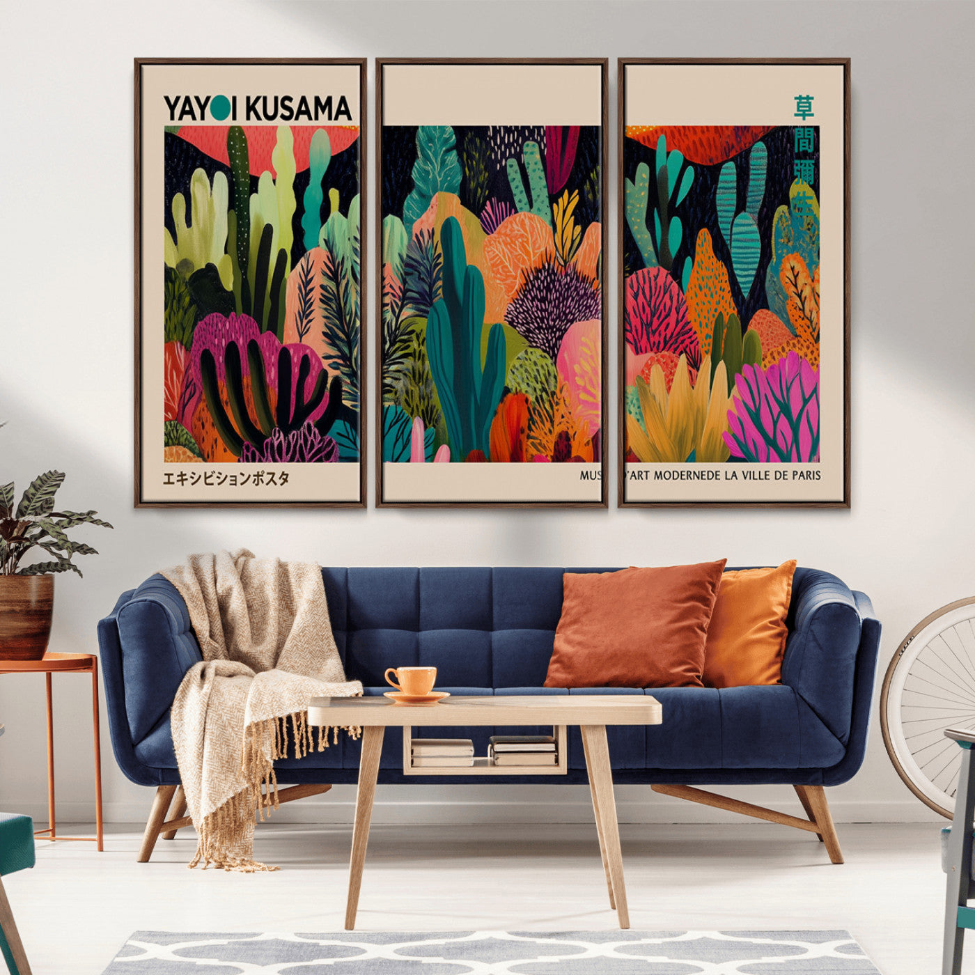 -Yayoi Kusama Wall Art Canvas Print, Abstract Art, Large Yayoi Kusama Framed Canvas Print, Japanese