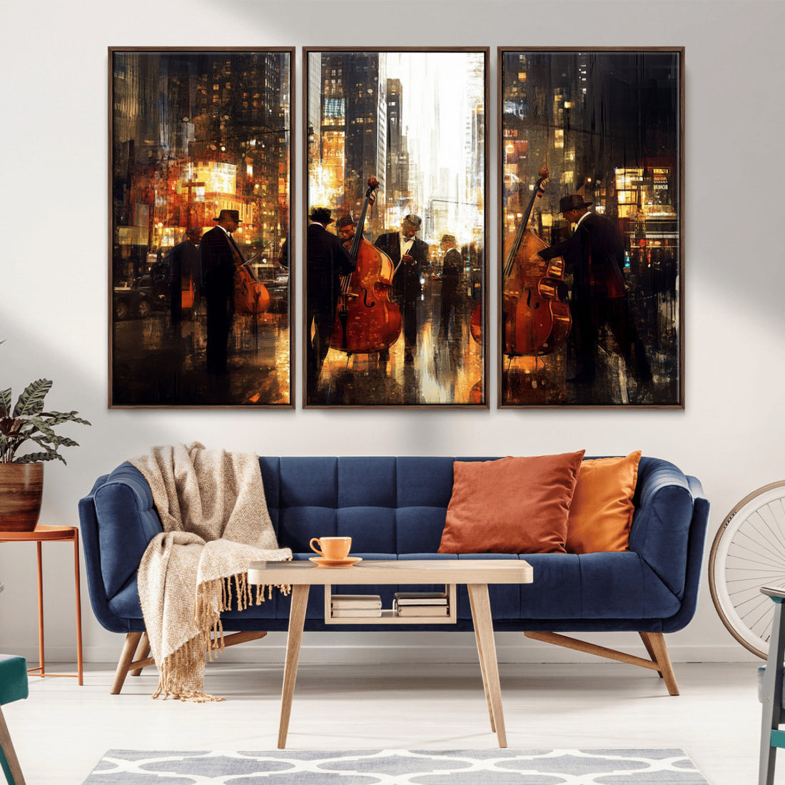 Abstract Jazz Wall Art Canvas Print | Colorful Musical Instrument Scene