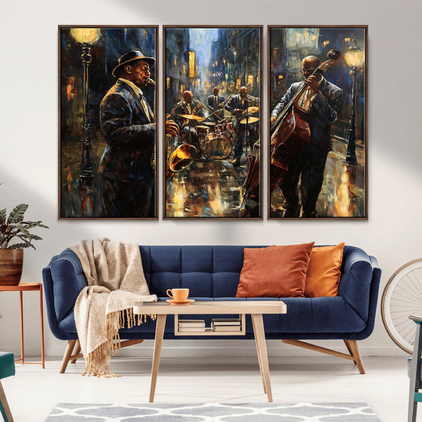 36990-MGV-CV-36X24-Jazz Canvas Wall Art Print - Abstract African American Music Art - Framed Posters for Living Room or