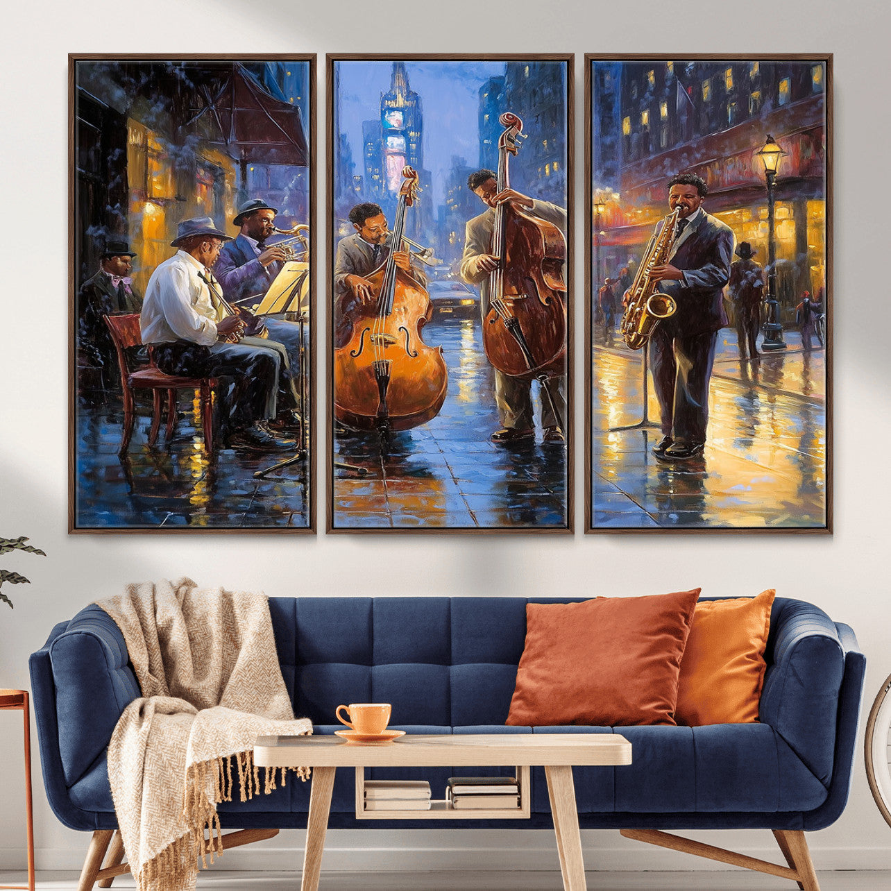 58694-MGV-FC-48X32-3P - Colorful Jazz Wall Art - African American Music Canvas Print - Framed Abstract Music Poster for Home