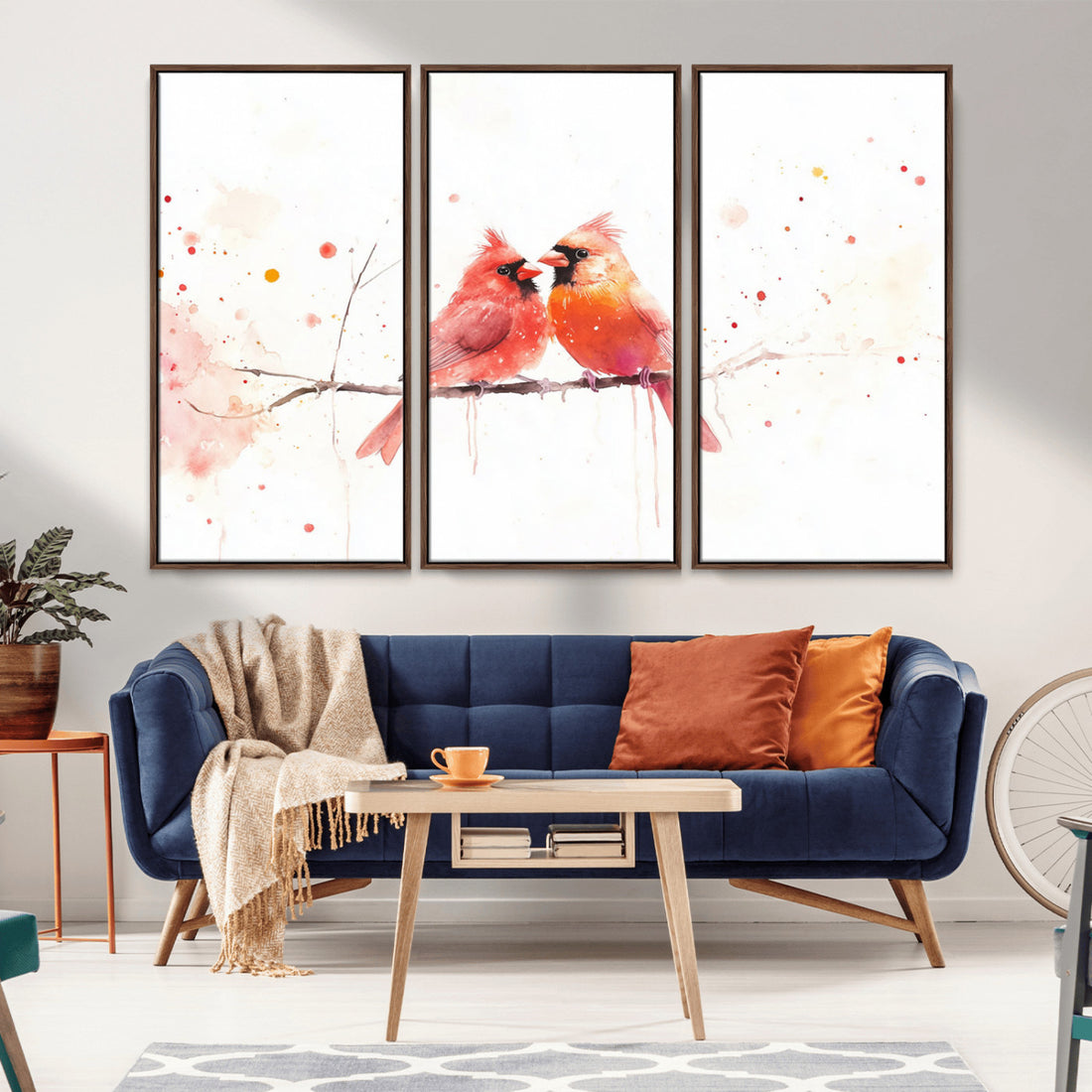 Cardinal Bird Canvas Wall Art, Male and Female Cardinal Print, Vibrant Wildlife Wall Decor