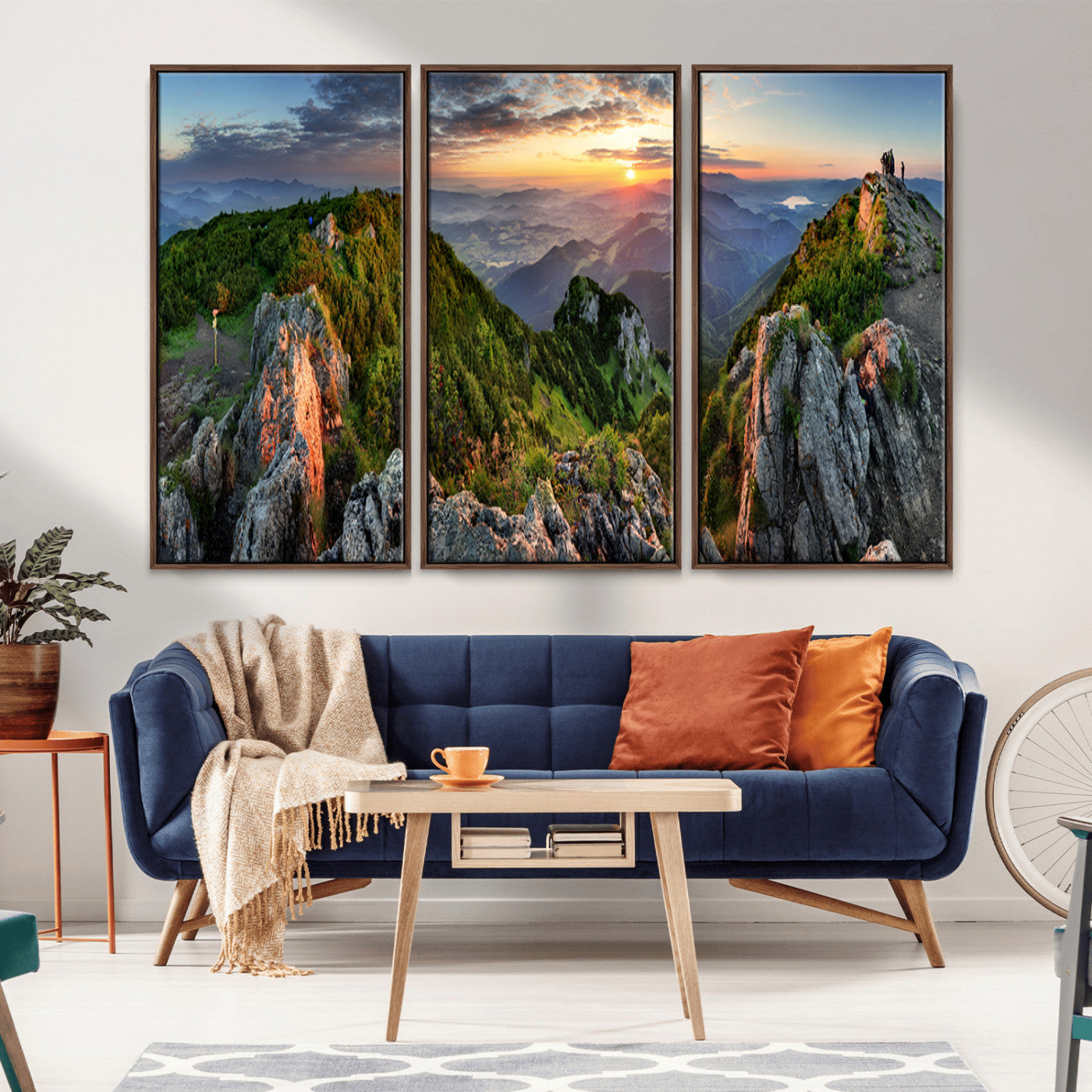 51582565-MGV-CV-36X24-Mountain Sunset Panoramic Wall Art Canvas Print – Framed Scenic Wilderness Scene with Majestic Summit Artwork for Home, Office