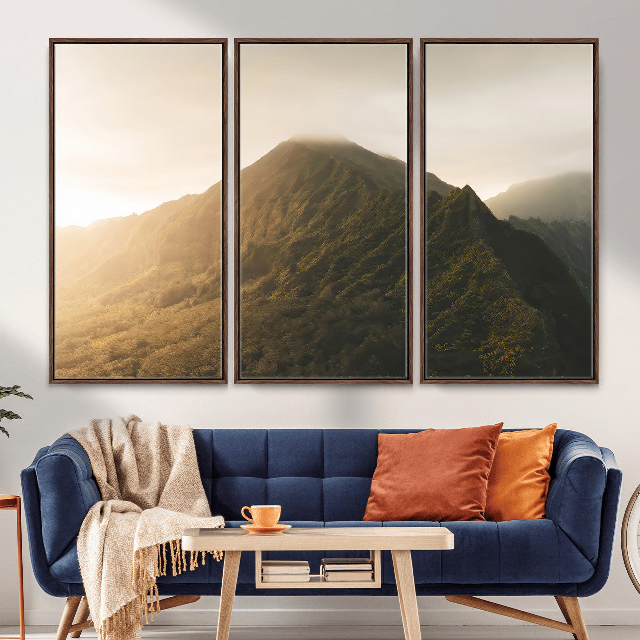 42338636-MGV-CV-36X24-Mountain Wall Art – Framed Sunset Landscape Canvas Artwork, Serene Nature Design, Rustic Decor for Home, Office