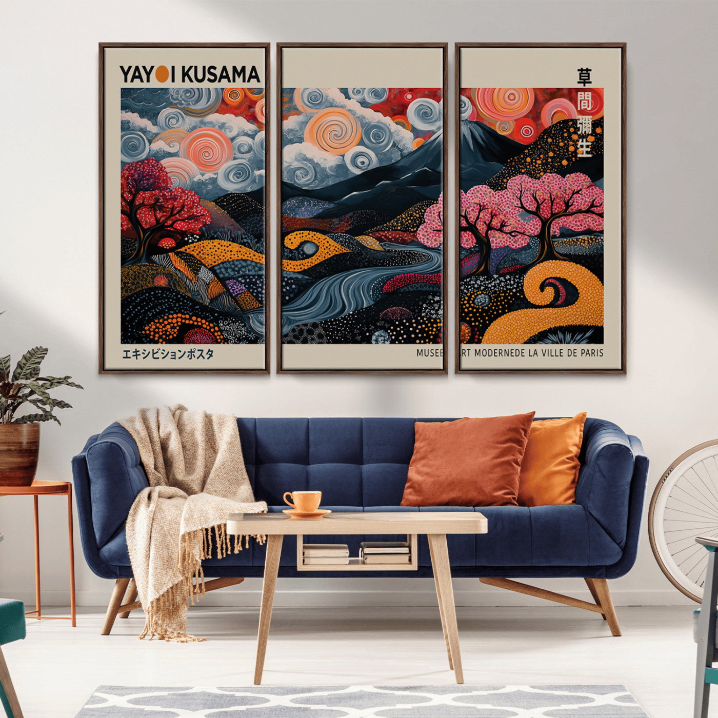 89598235-MGV-CV-36X24-Modern Japanese Wall Art Canvas Print – Framed Contemporary Yayoi Kusama Artwork for Home, Office, Living Room