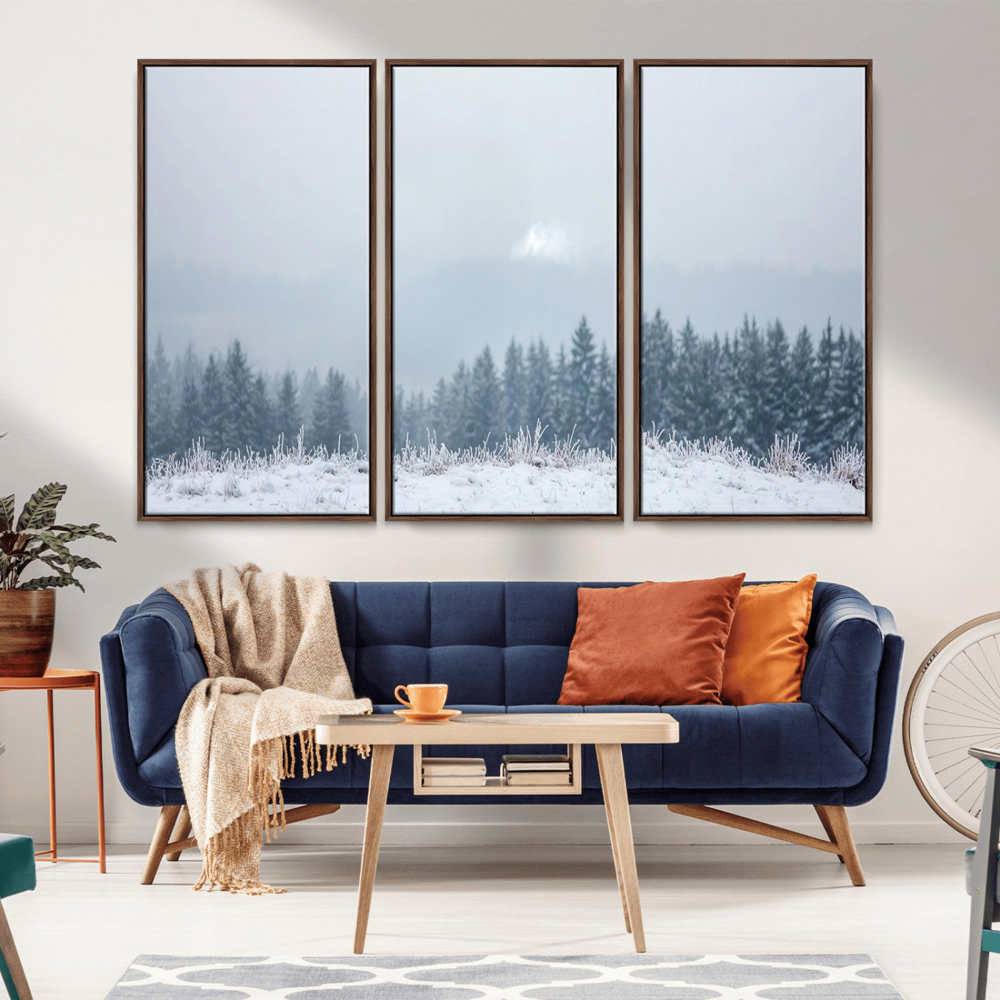 33033082-MGV-CV-36X24-Winter Forest Wall Art Canvas Print – Framed Snowy Landscape Art Picture Misty Tree Scene Artwork for Home Office
