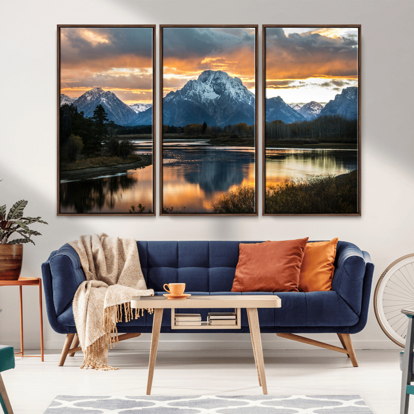14130176-MGV-CV-36X24-Mountain Sunset Wall Art Canvas Print – Framed Alpine Wilderness Golden Hour Scenic Nature Artwork for Home Offic