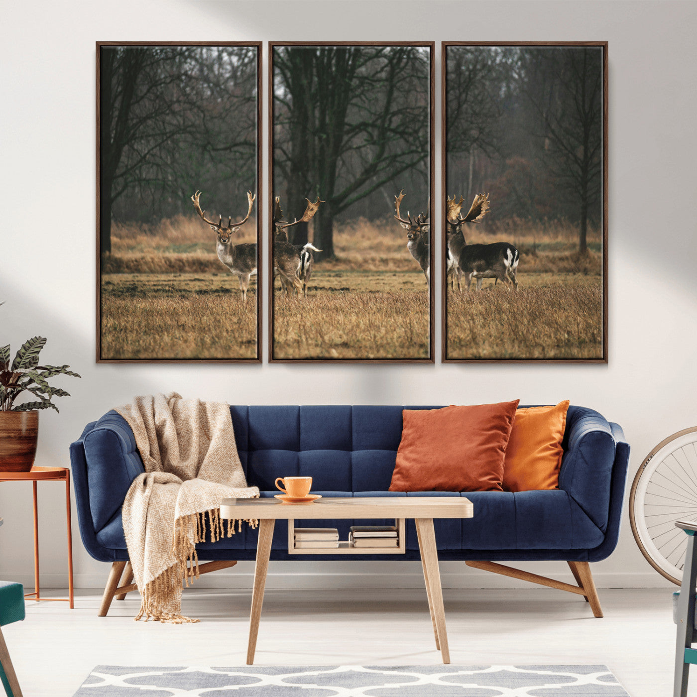 55348744-MGV-CV-36X24-Deer Wall Art Canvas Print – Framed Rustic Wildlife Stags Forest Nature Scene Artwork for Home, Office, Living Room