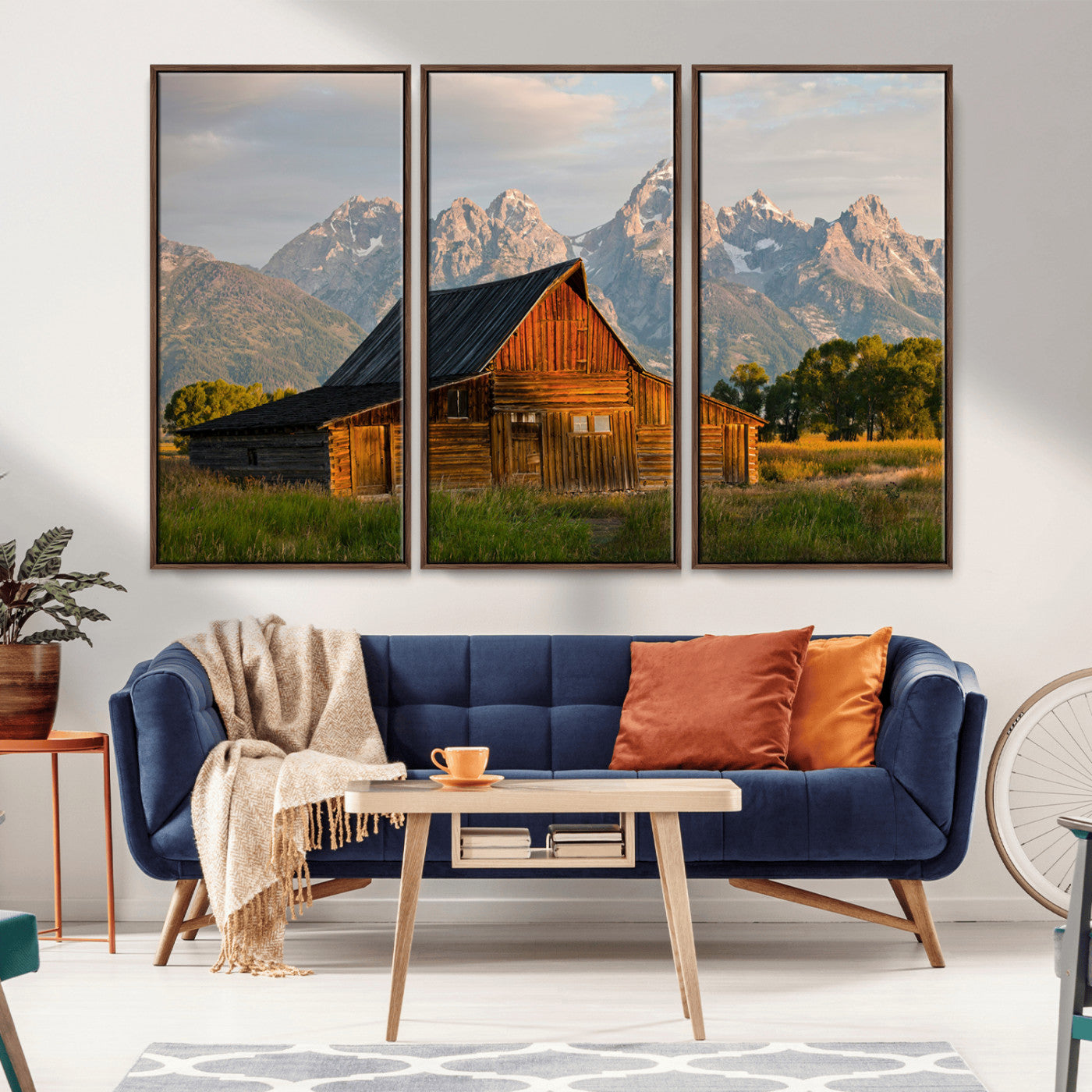 31771014-MGV-CV-36X24-Rustic Barn Wall Art Canvas Print – Framed Western Landscape Farmhouse Style Rustic Nature Scene Artwork for Home Office