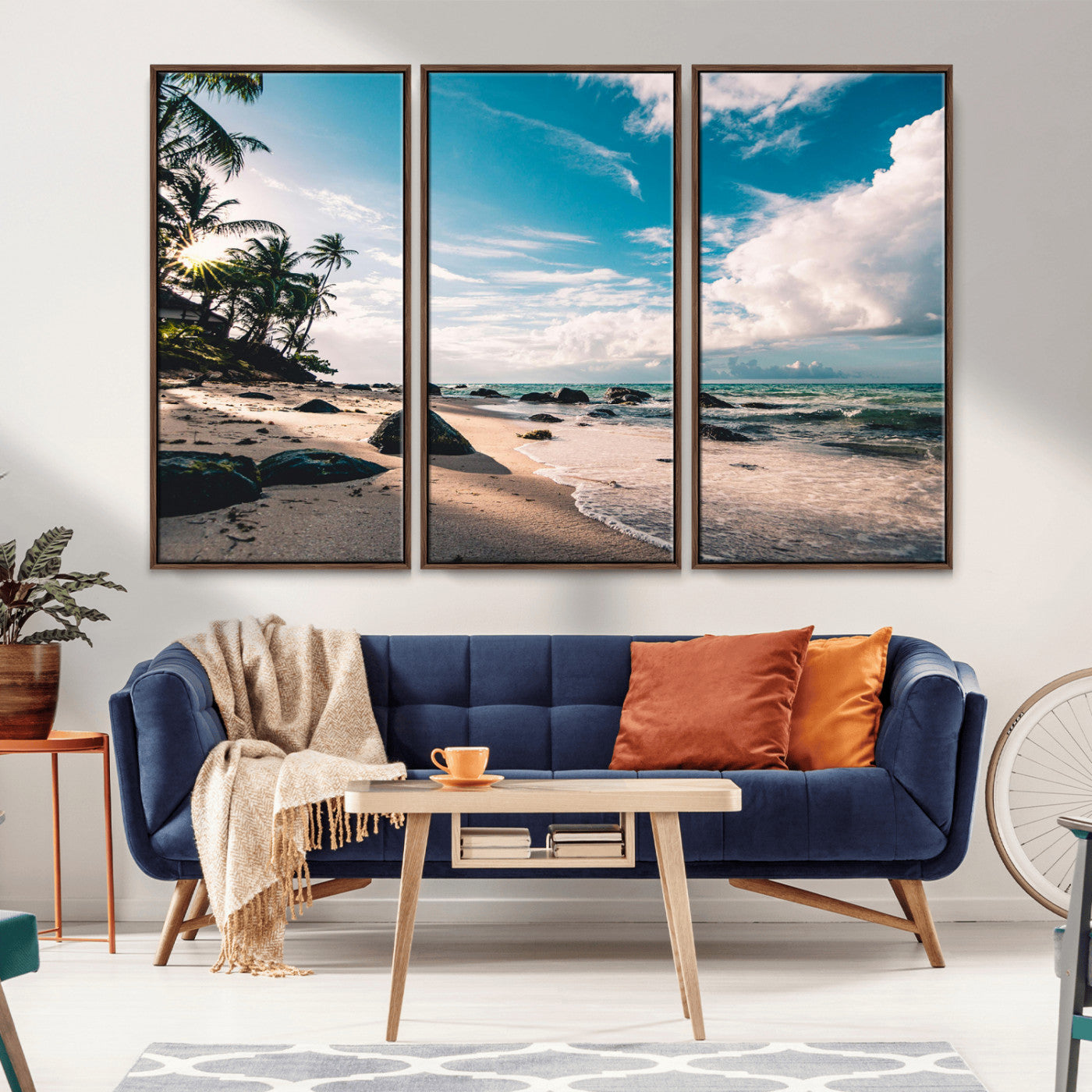 95301406-MGV-CV-36X24-Tropical Beach Wall Art Canvas Print – Framed Ocean Waves Relaxing Seascape Coastal Nature Scene Artwork for Home Office