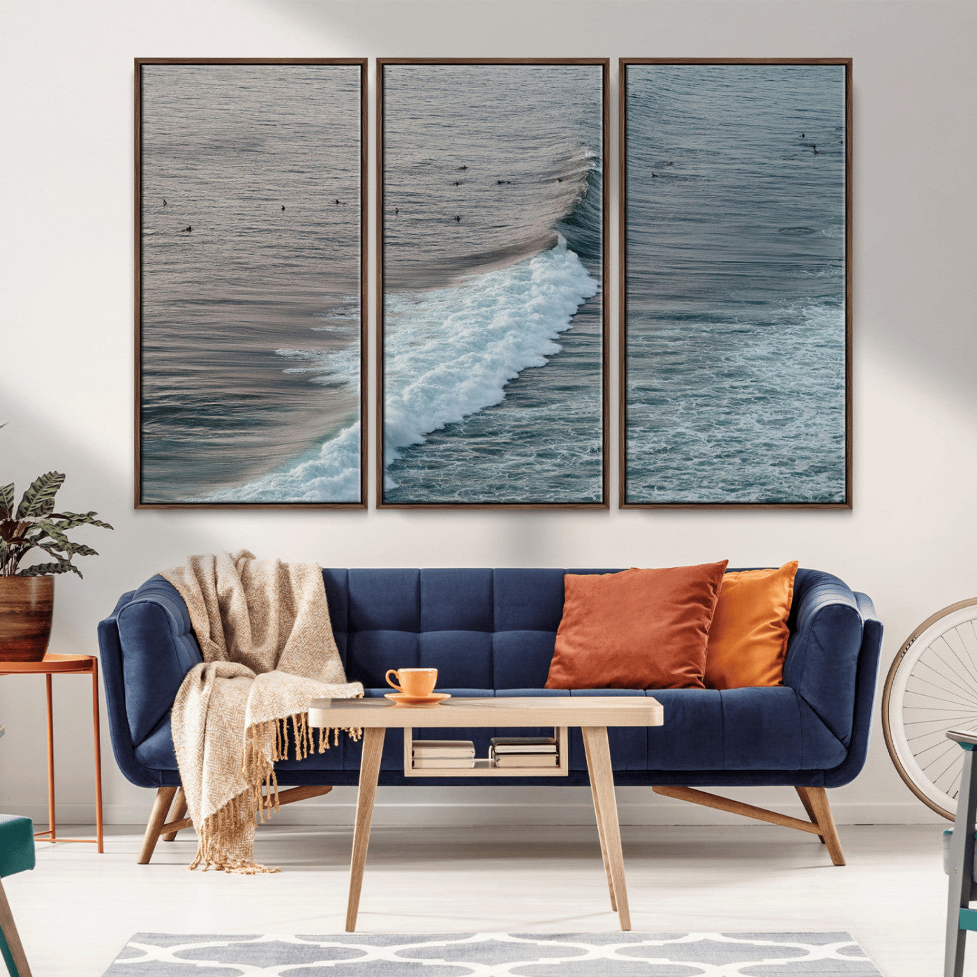 23077324-MGV-CV-36X24-Ocean Waves Wall Art Canvas Print – Framed Coastal Serenity Surf Nature Scene Artwork for Home Office