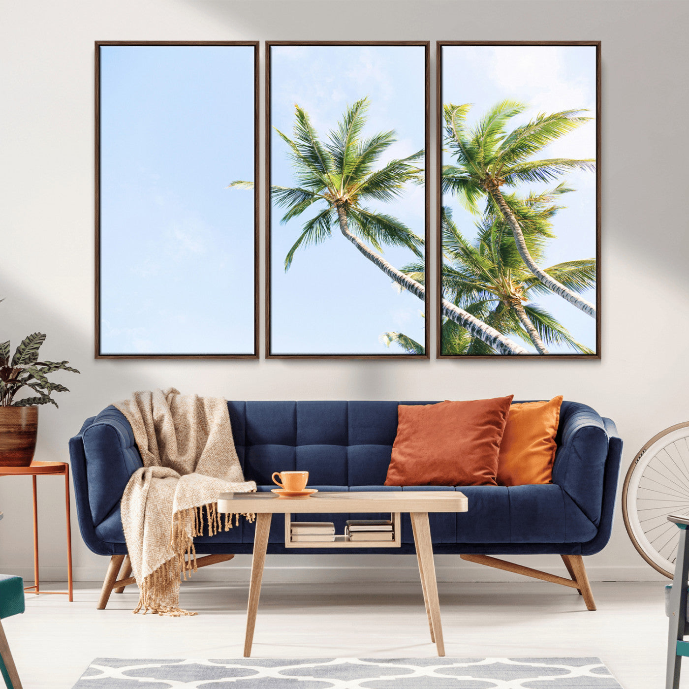 -Palm Trees Wall Art Canvas Print – Framed Tropical Coastal Nature Scene Artwork for Home Office