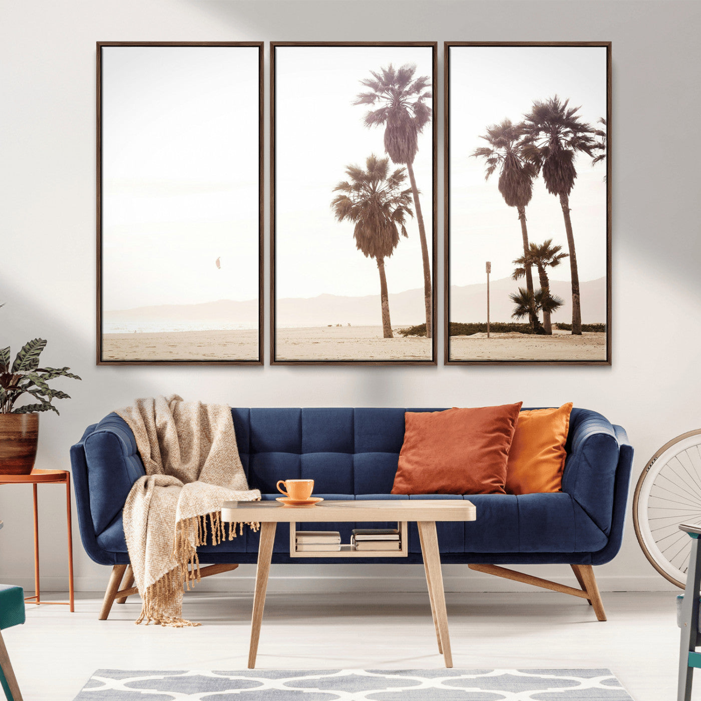 -Coastal Light Wall Art Canvas Print – Relaxing Shoreline Minimalist Ocean Tropical Serenity Artwork for Home, Office