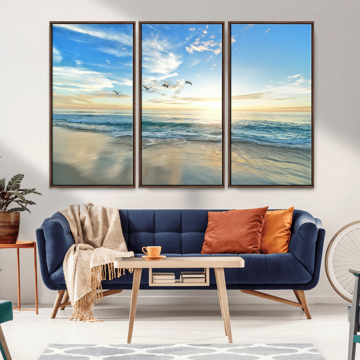 20708696-MGV-CV-36X24-Minimalist Seaside Wall Art Canvas Print – Morning Glow Golden Reflections Coastal Nature Artwork for Home, Office