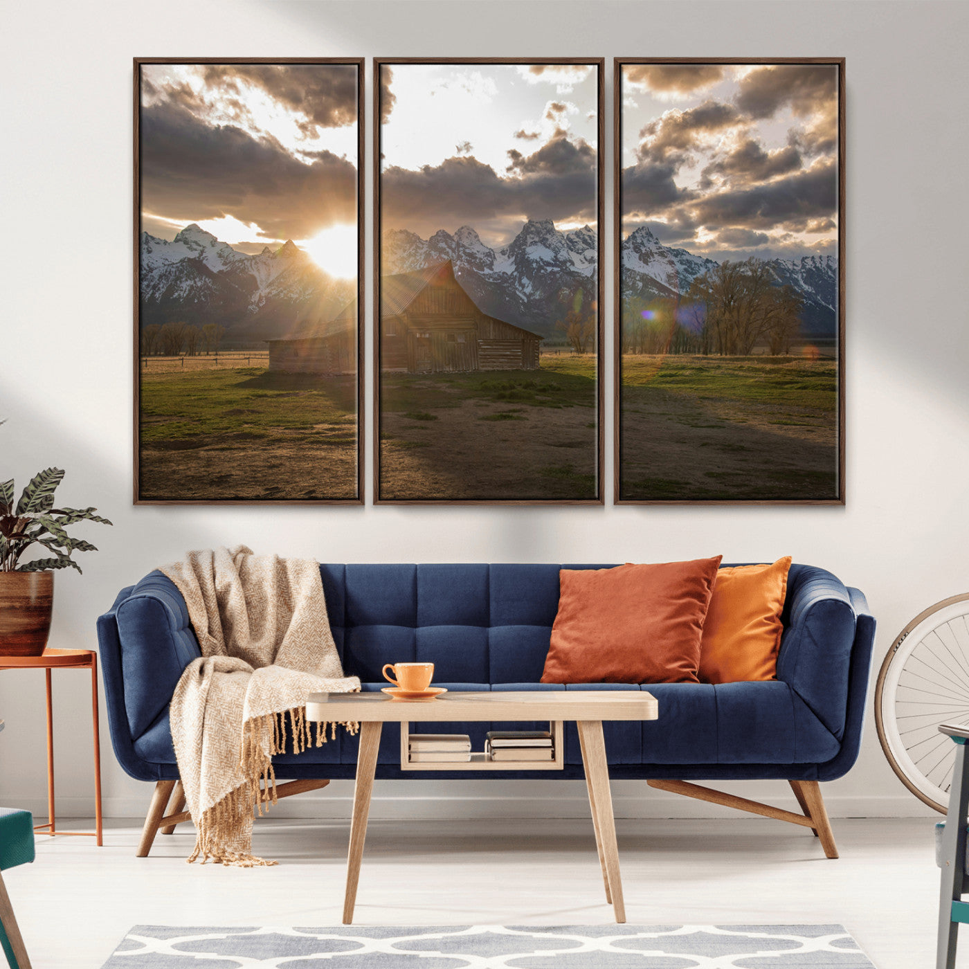 -Snowy Peaks Wall Art Canvas Print – Rustic Mountain Landscape Nature Escape Winter Forest Artwork for Home, Office