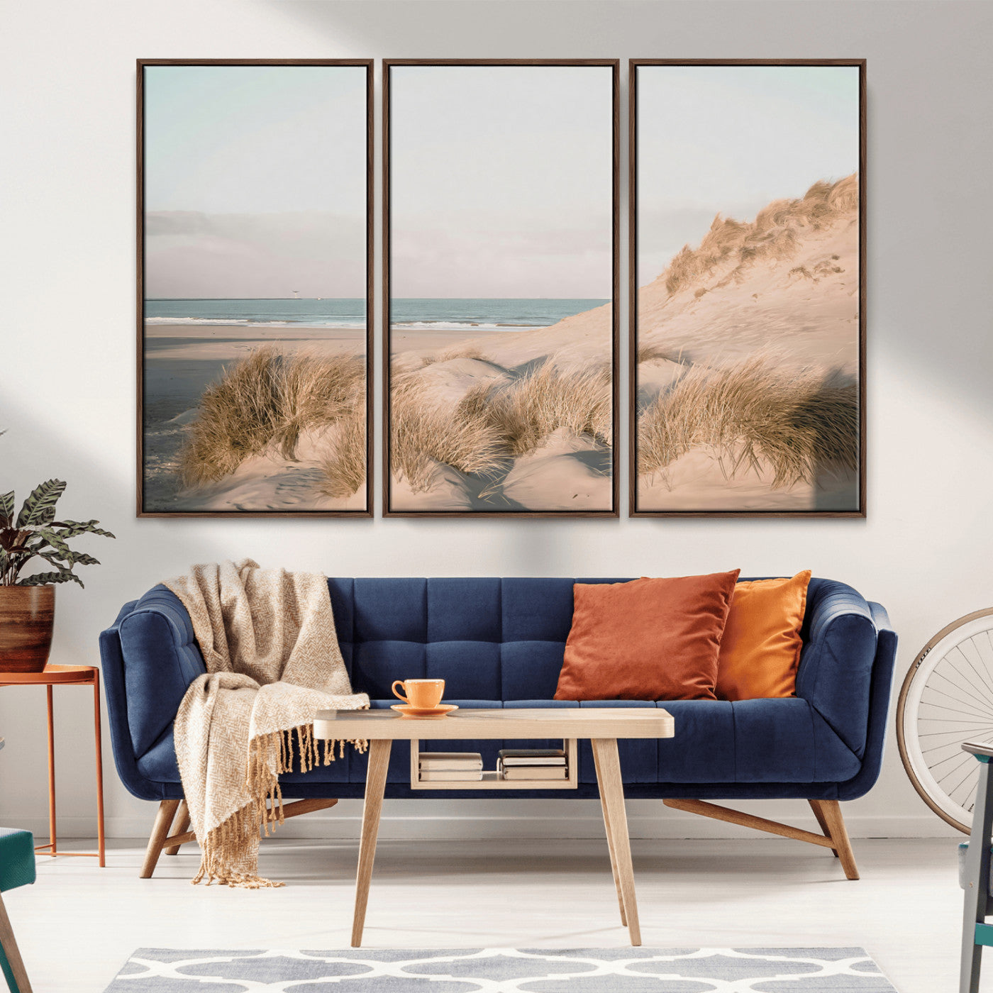 -Beach Landscape Wall Art Canvas Print – Framed Sand Dune Photography Minimalist Seascape Artwork for Home Office