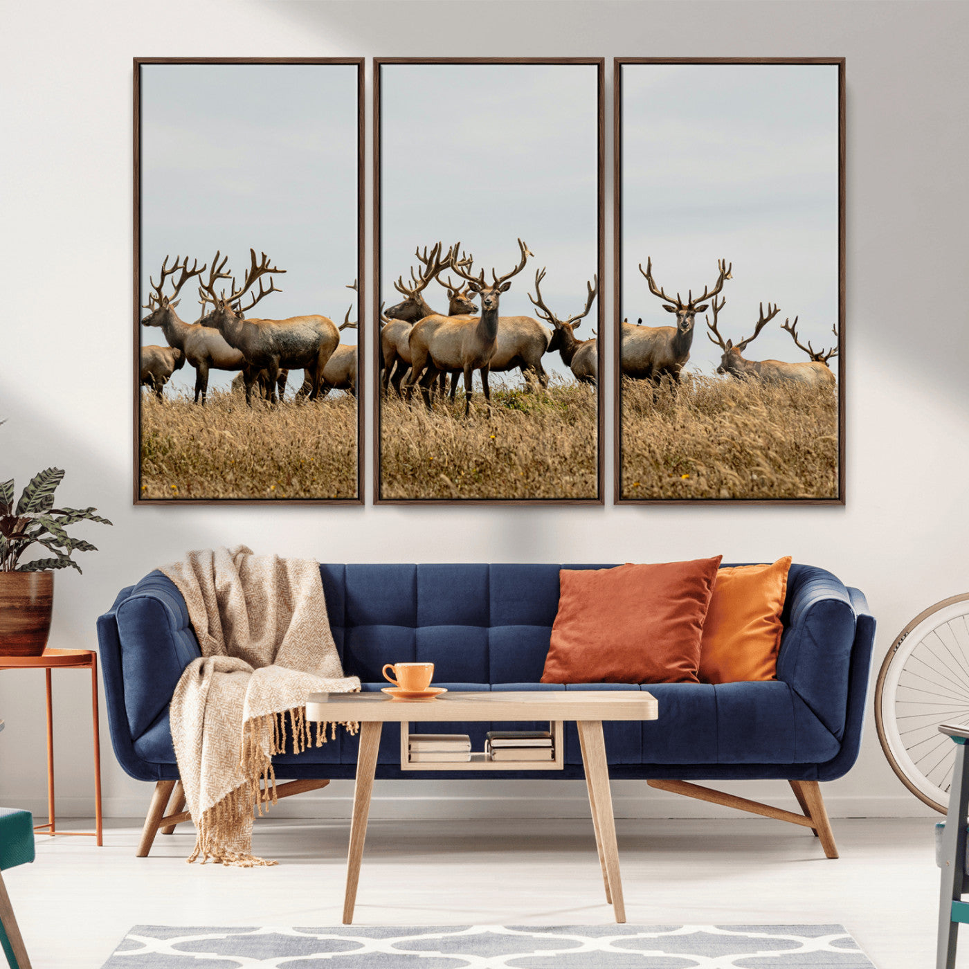 42170220-MGV-CV-36X24-Elk Herd Wall Art Canvas Print – Framed Wildlife Photography Majestic Antlers Nature Scene Artwork for Home Office