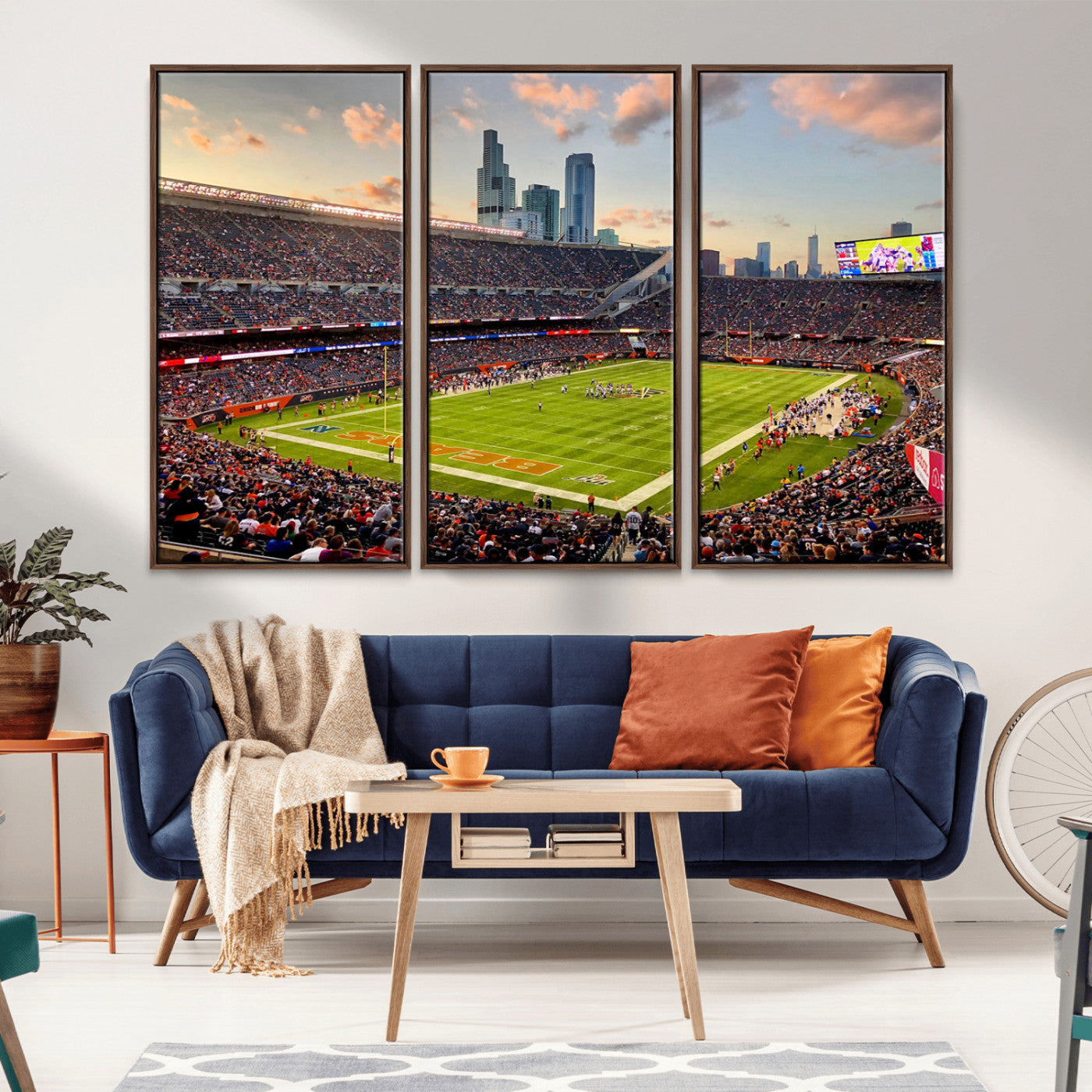 55377093-MGV-CV-36X24-Chicago Bears Soldiers Field Wall Art Canvas Print – Framed Football Stadium Artwork for Home, Office, Living Room