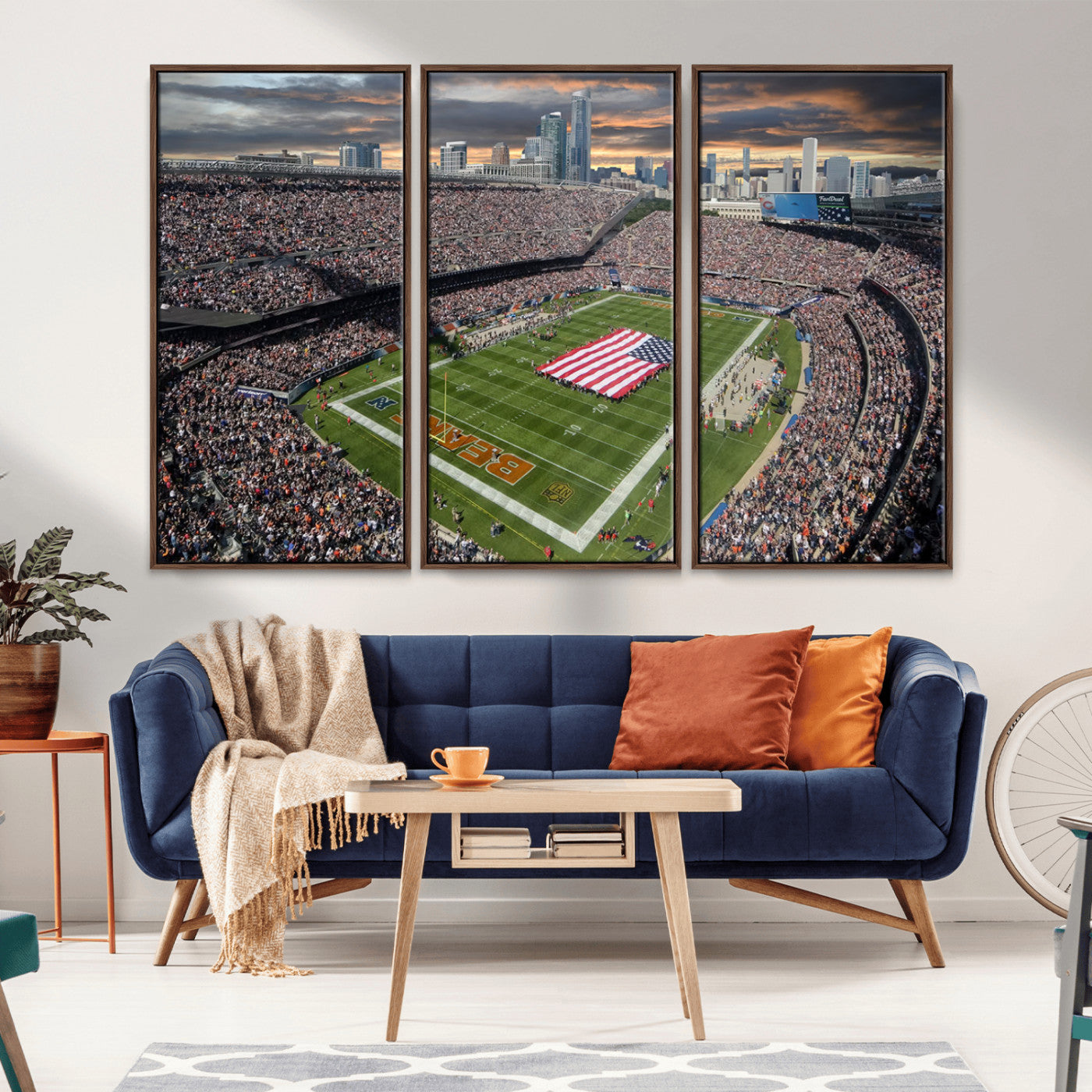 -Chicago Bears Soldiers Field Wall Art Canvas Print – Framed Football Stadium Artwork for Home, Office, Living Room