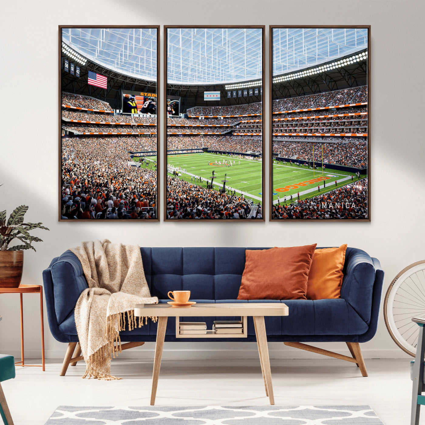 -Chicago Bears Soldiers Field Wall Art Canvas Print – Framed Football Stadium Artwork for Home, Office, Living Room