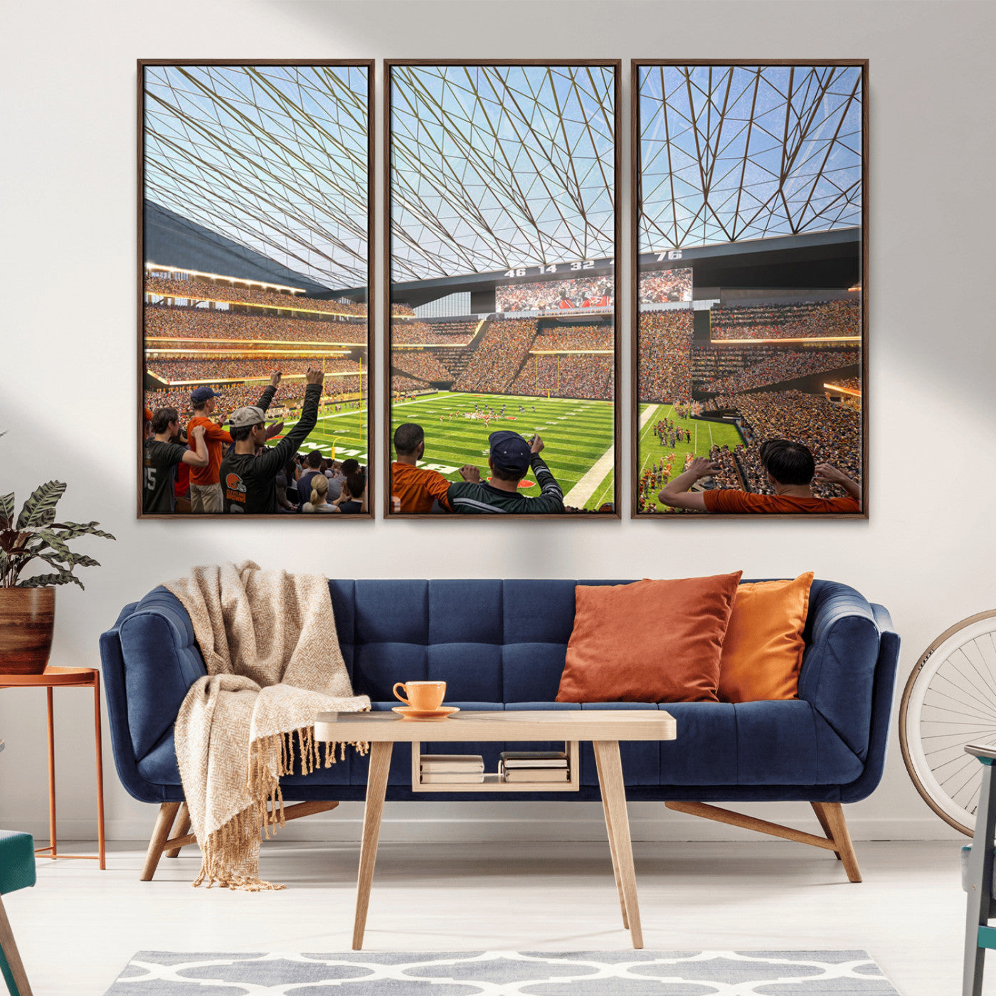 81960112-MGV-CV-36X24-Cleveland Browns Stadium Wall Art Canvas Print – Framed NFL Football Arena Artwork for Home, Office, Living Room