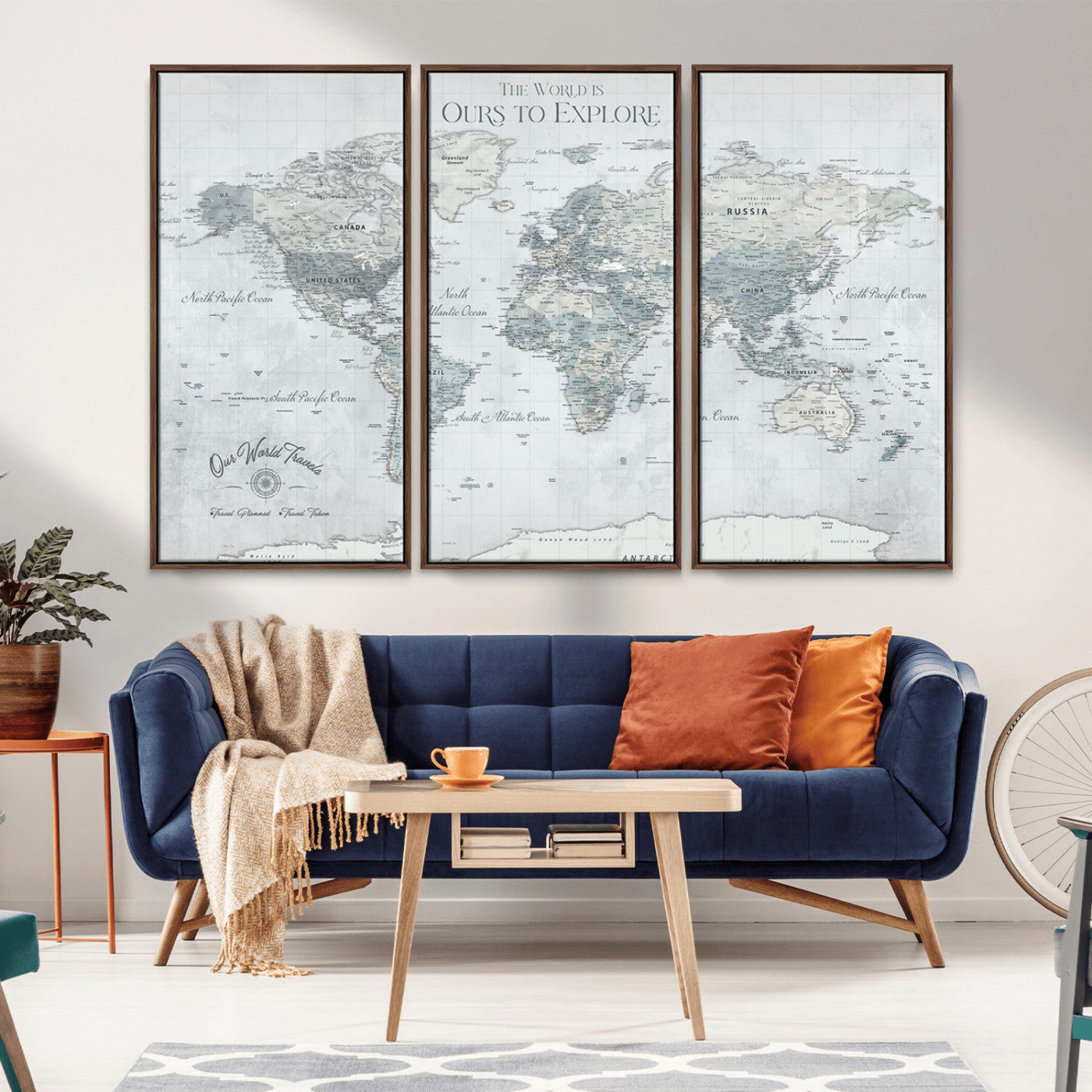 -Personalized Push Pin World Map Canvas Print – Custom Adventure Travel Map Framed Wall Art Gift for home, office