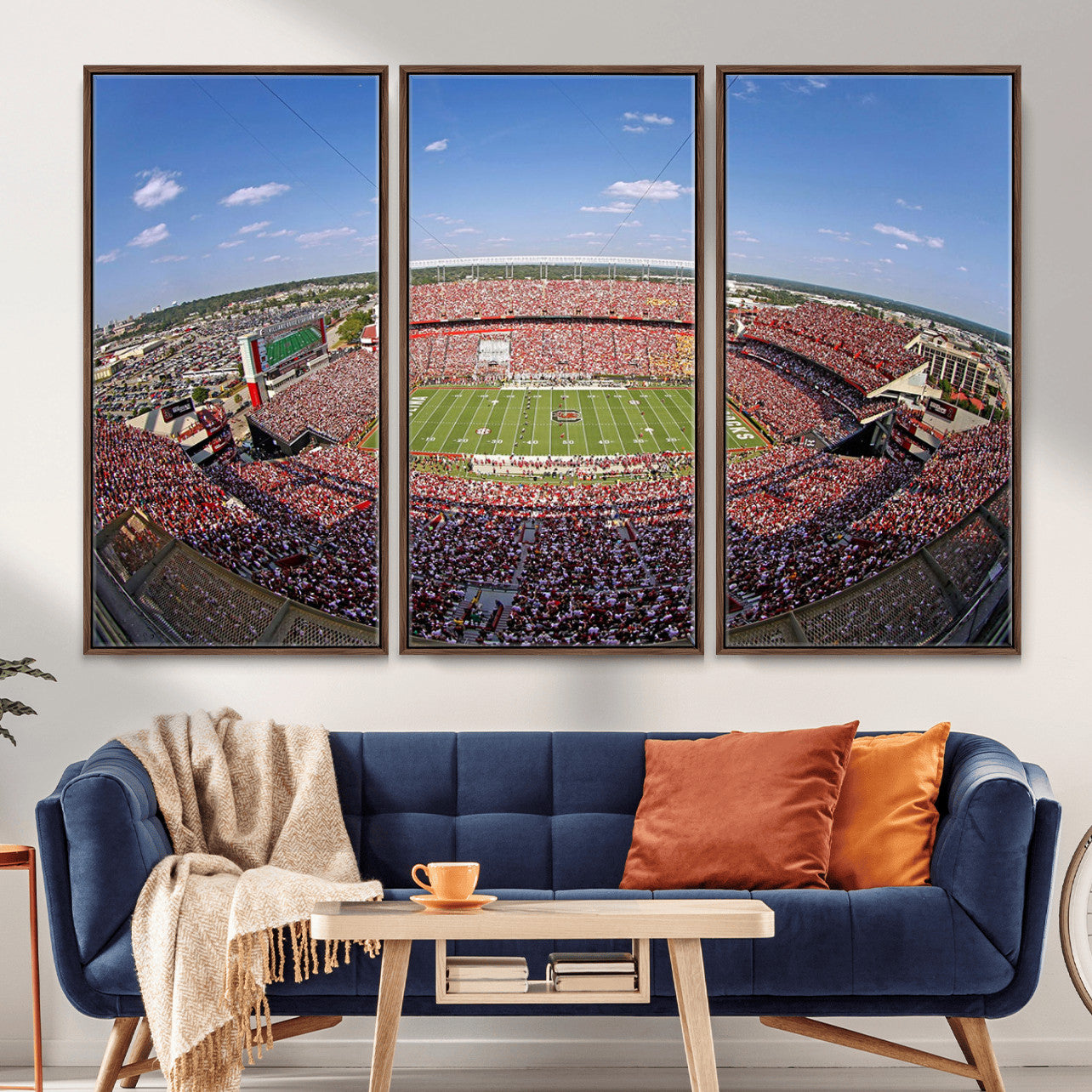 29492070-MGV-FC-48X32-3P - William Brice Stadium Wall Art Canvas Print – Stadium Crowd Sports Field Outdoor Event Football Game Artwork for Home Office