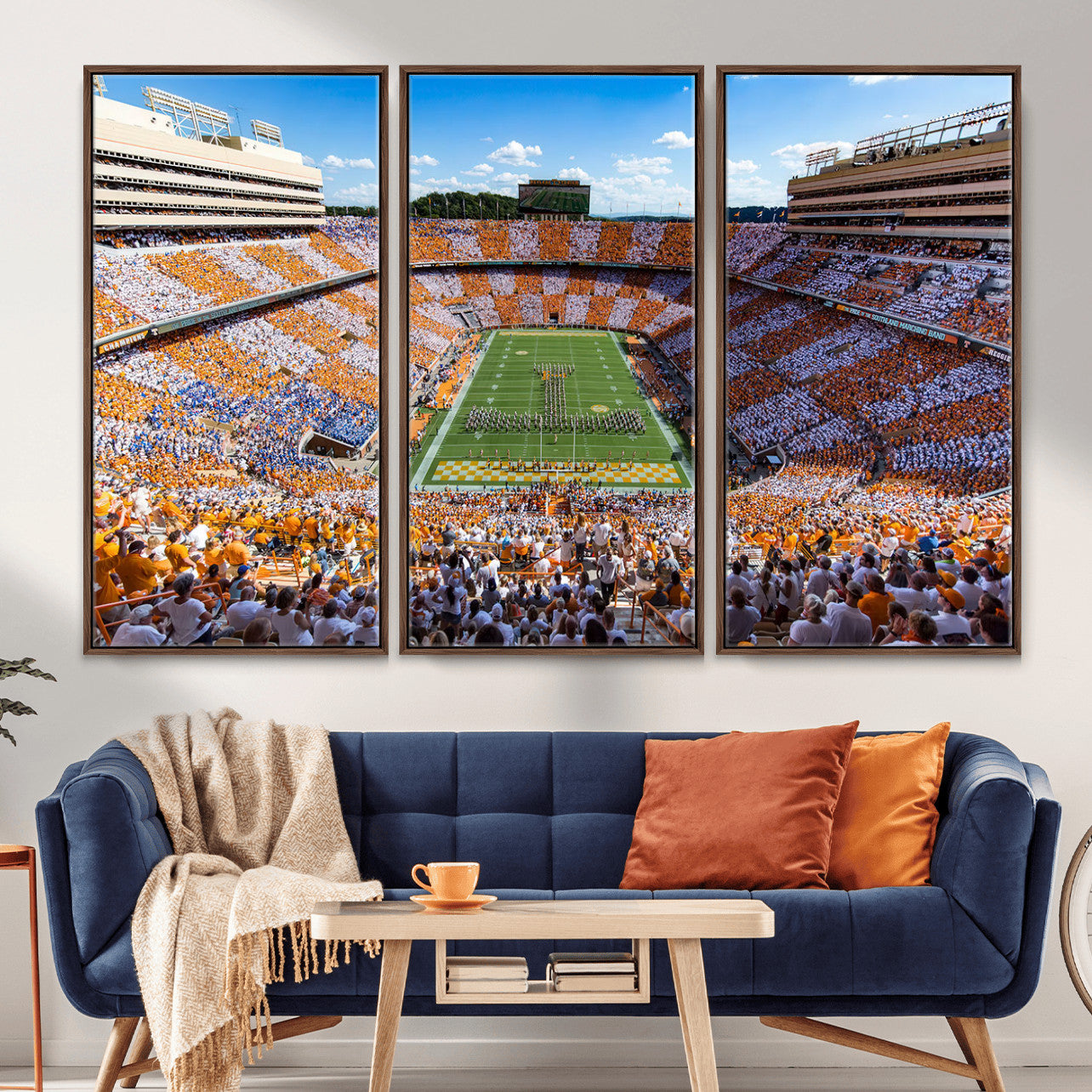 77097951-MGV-FC-48X32-3P - Tennessee Neyland Stadium Wall Art, Sports Arena Canvas Print, Panoramic Stadium Canvas Artwork for Home, Office