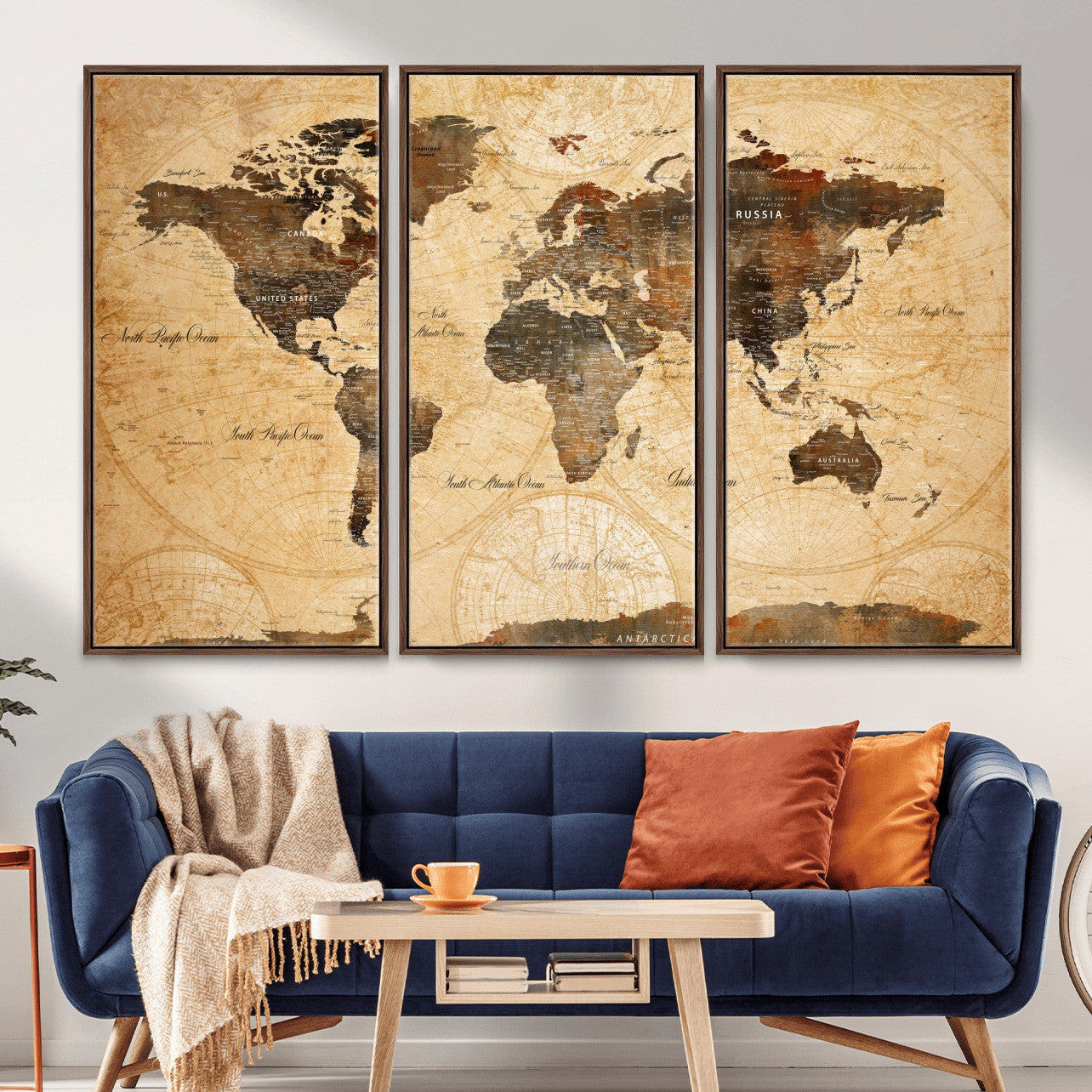 14542905-MGV-FC-48X32-3P - Push Pin World Map Canvas Print – Travel Tracker Wall Art for Couples, Perfect Anniversary Gift for Home or Office Decor