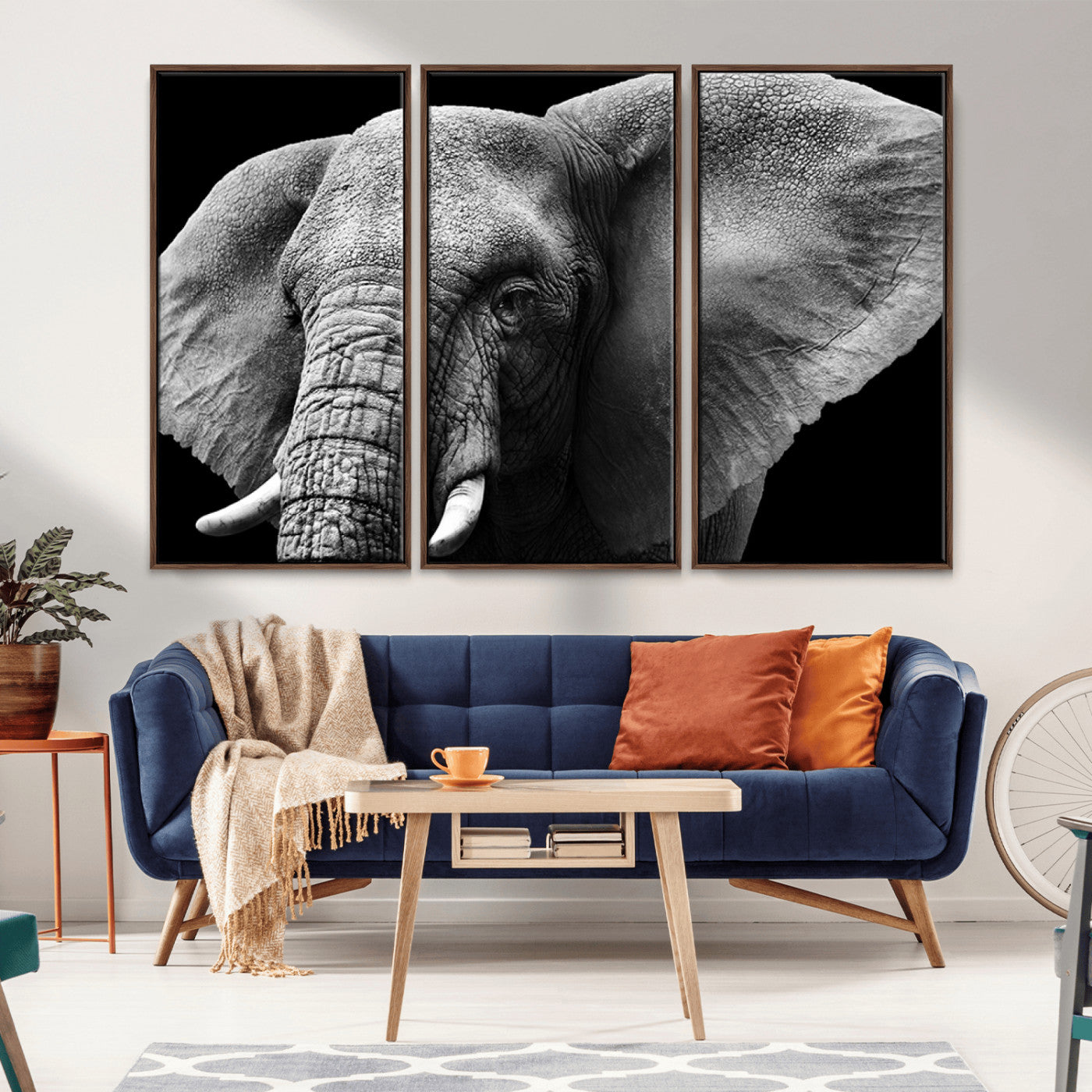 -Big Elephant Close Up Wall Art Canvas Print