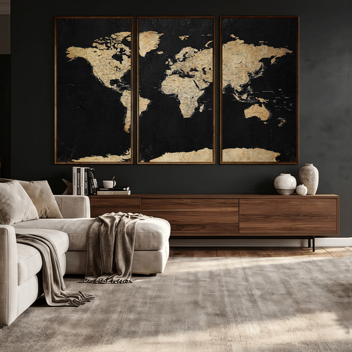 71518849-MGV-CV-36X24 - World Map Wall Art Canvas Print, Modern Decorative Framed Map Artwork Prints for Living Room, Office, Bedroom Wall Decor