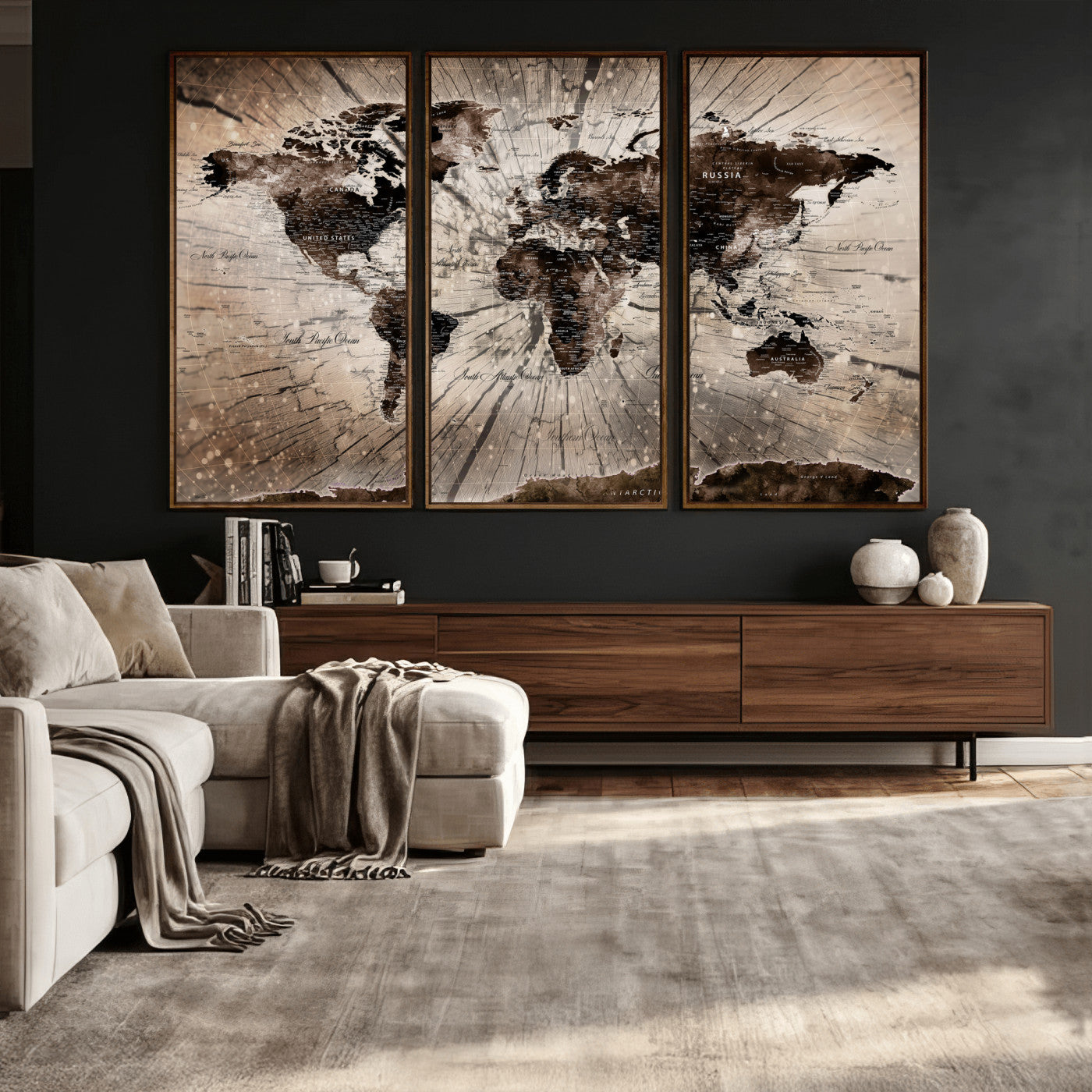 94623295-MGV-CV-36X24 - World Map Wall Art Canvas Print, Modern Decorative Framed Map Artwork Prints for Living Room, Office, Bedroom Wall Decor