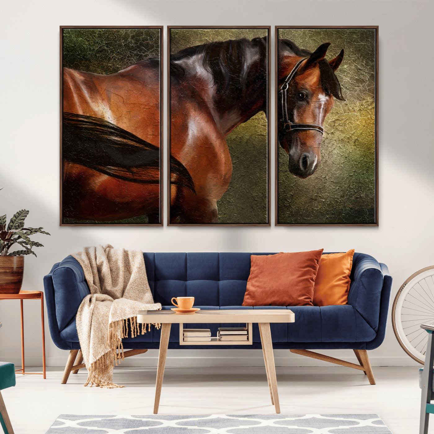 76810-MGV-CV-36X24-Majestic Brown Horse Wall Art Canvas Print – Framed Equestrian Artwork with Elegant Stallion Artwork for Home or Office Decor