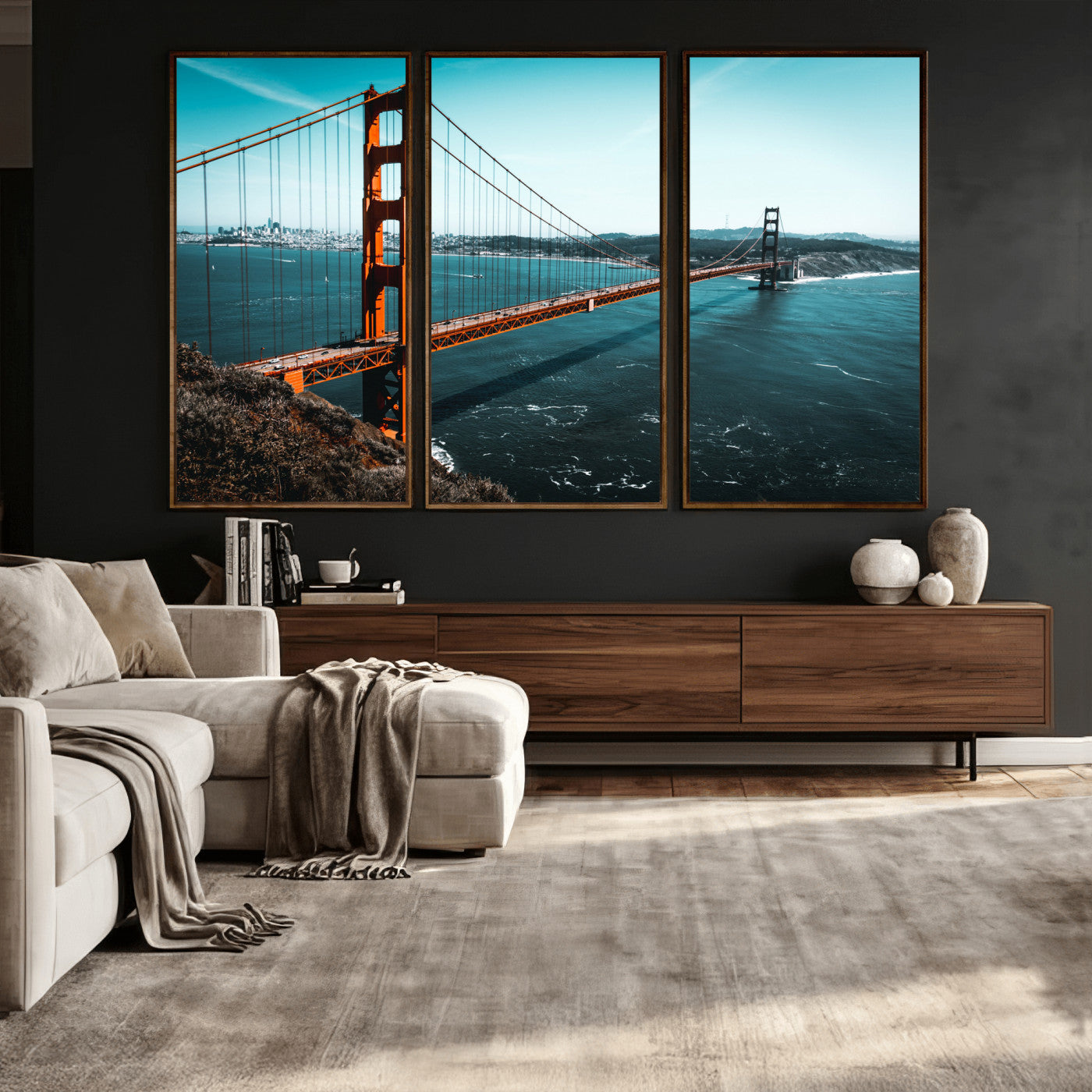 73996404-MGV-CV-36X24 - Golden Gate Bridge Wall Art Canvas Print – San Francisco Landmark Photography Artwork Print for Living Room, Office, and Modern Decor