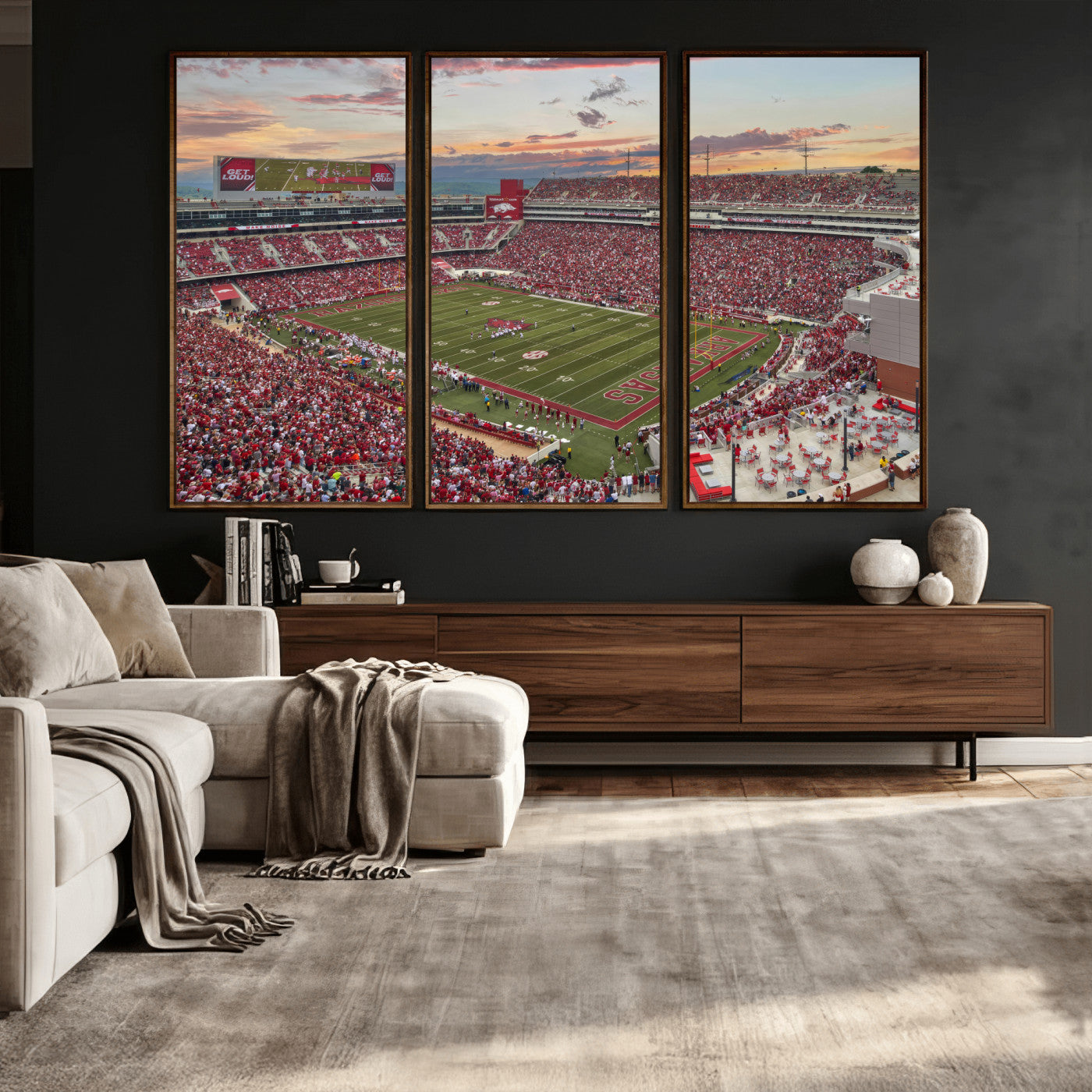 82233065-MGV-CV-36X24 - Donald W. Reynolds Razorback Stadium Wall Art Canvas Print – Arkansas Razorbacks Football Artwork for Home, Office, and Sports Room Decor