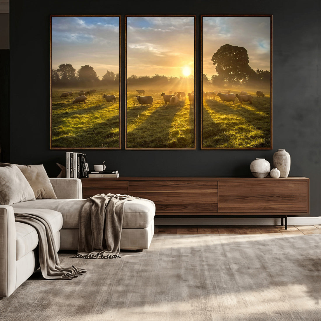Sheep Wall Art Canvas Print, Rural Farm Animal Artwork