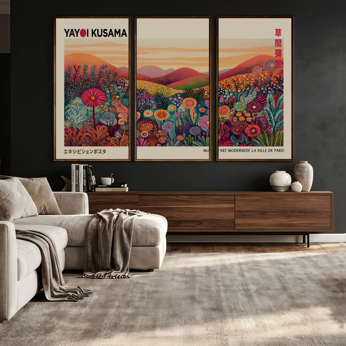 Yayoi Kusama Colorful Landscape Wall Art Canvas Print | Japanese Contemporary Art
