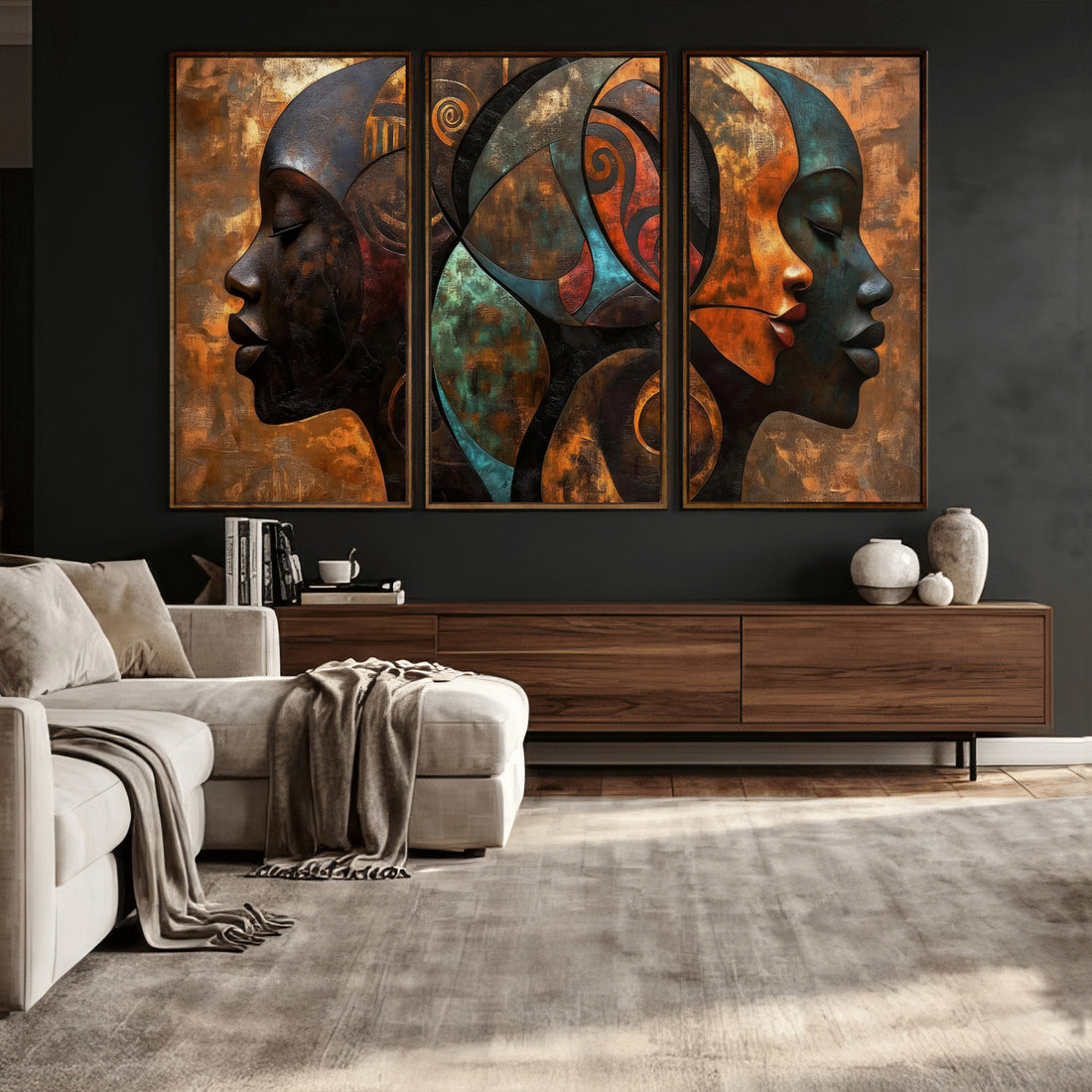 Abstract Afro American Women Wall Art Canvas Print