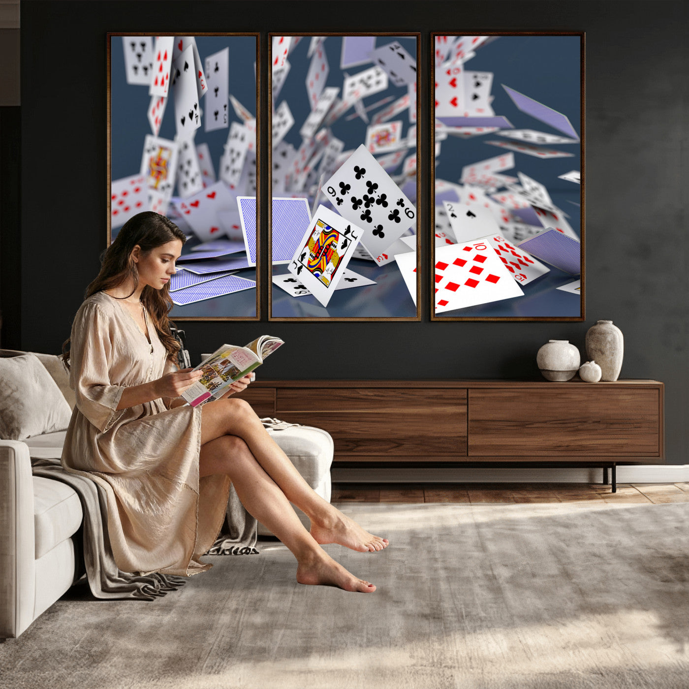 66392185-MGV-CV-36X24 - Playing Cards Canvas Wall Art | Casino Game Room Decor, Poker Decor Art