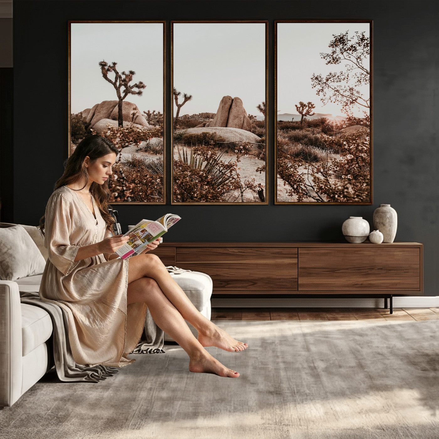 75778944-MGV-CV-36X24 - Joshua Tree Desert Canvas Wall Art Print - Desert Landscape Photography, Boho Southwest Wall Decor, Nature Canvas - Ready to Hang