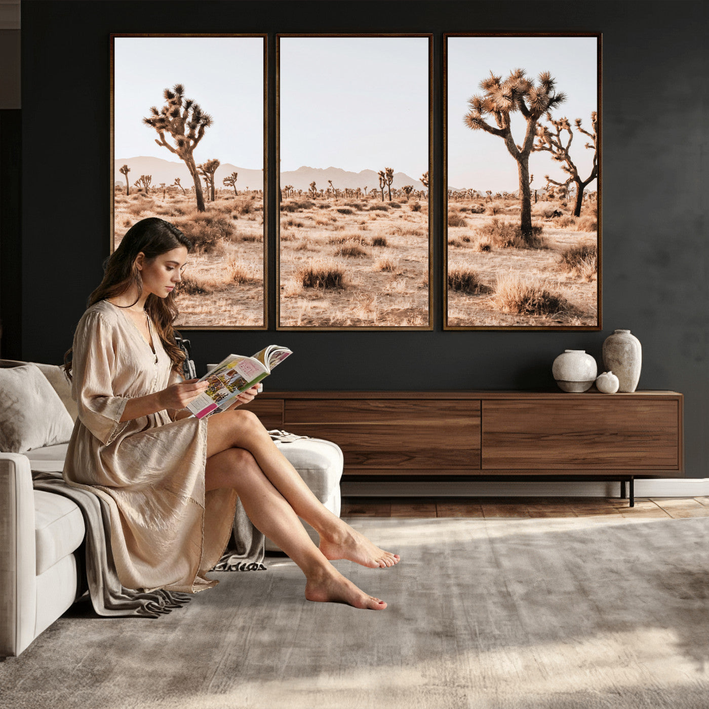 33549408-MGV-CV-36X24 - Joshua Tree Desert Canvas Wall Art Print, Desert Landscape Photography, Boho Southwest Wall Decor, Nature Canvas, Ready to Hang
